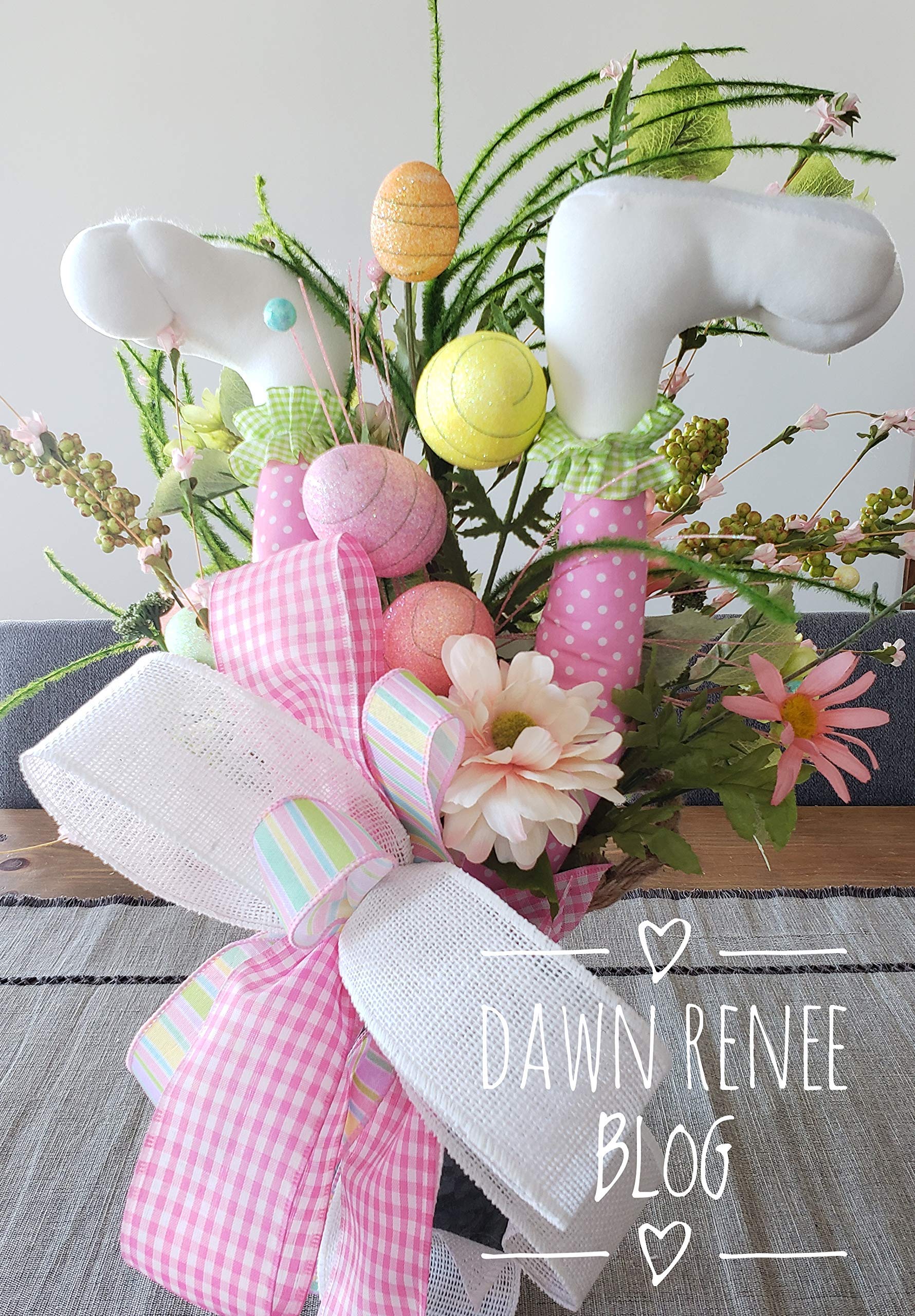 Easter Bunny Legs Centerpiece - Spring Floral Arrangement for Table Decor, Easter & Spring Home Decorations - Perfect for Holiday Parties, Dining Table Centerpieces, and Seasonal Home Styling