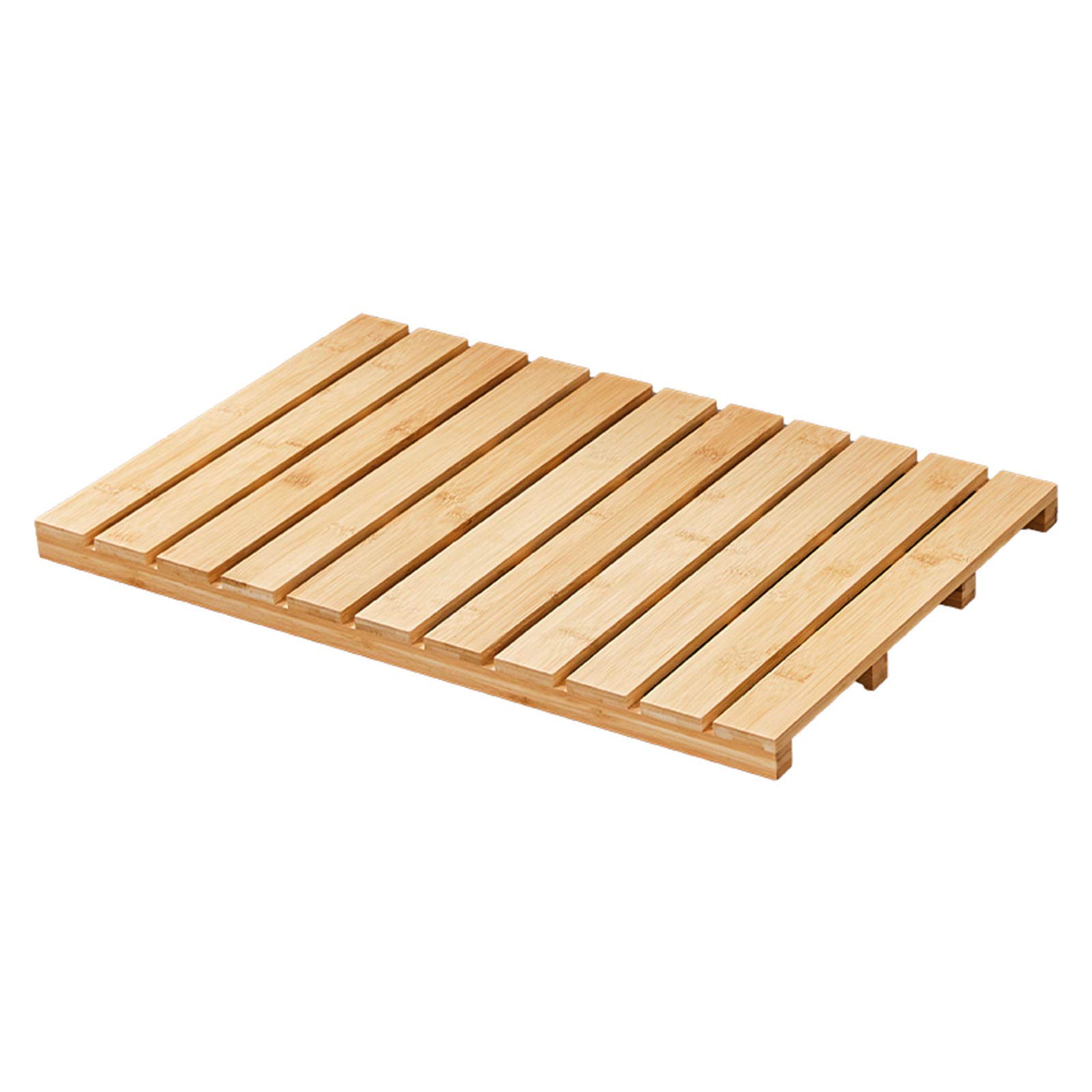 Non-Slip Bamboo Duckboard Bath Mat - Natural Wood Slatted Shower Mat for Bathroom (59.4 x 38.3 cm) - Perfect for Wet Floors, Spa, and Poolside Use