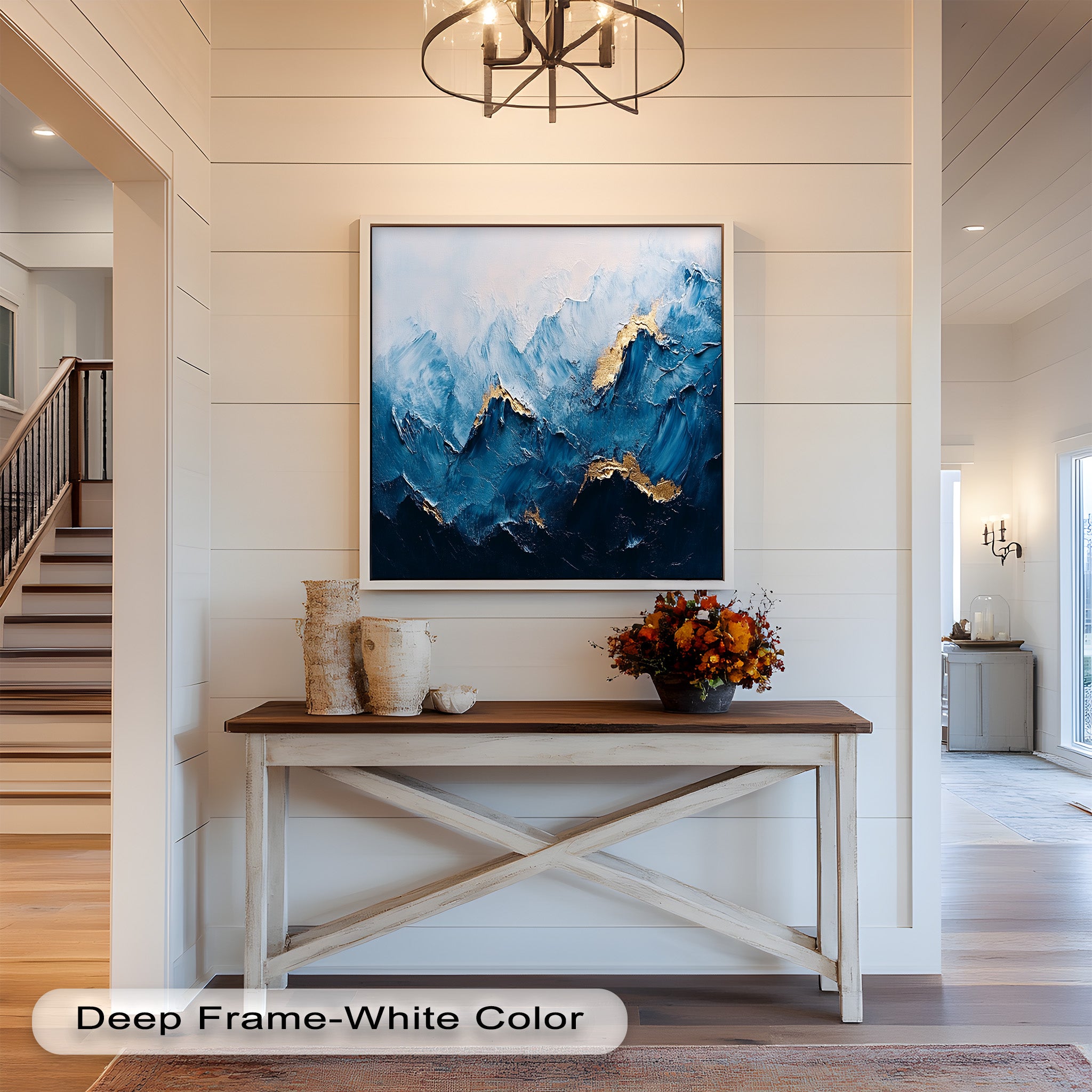 Blue Ridge Art - Handmade Abstract Mountain Oil Painting on Canvas for Home & Office Wall Decor