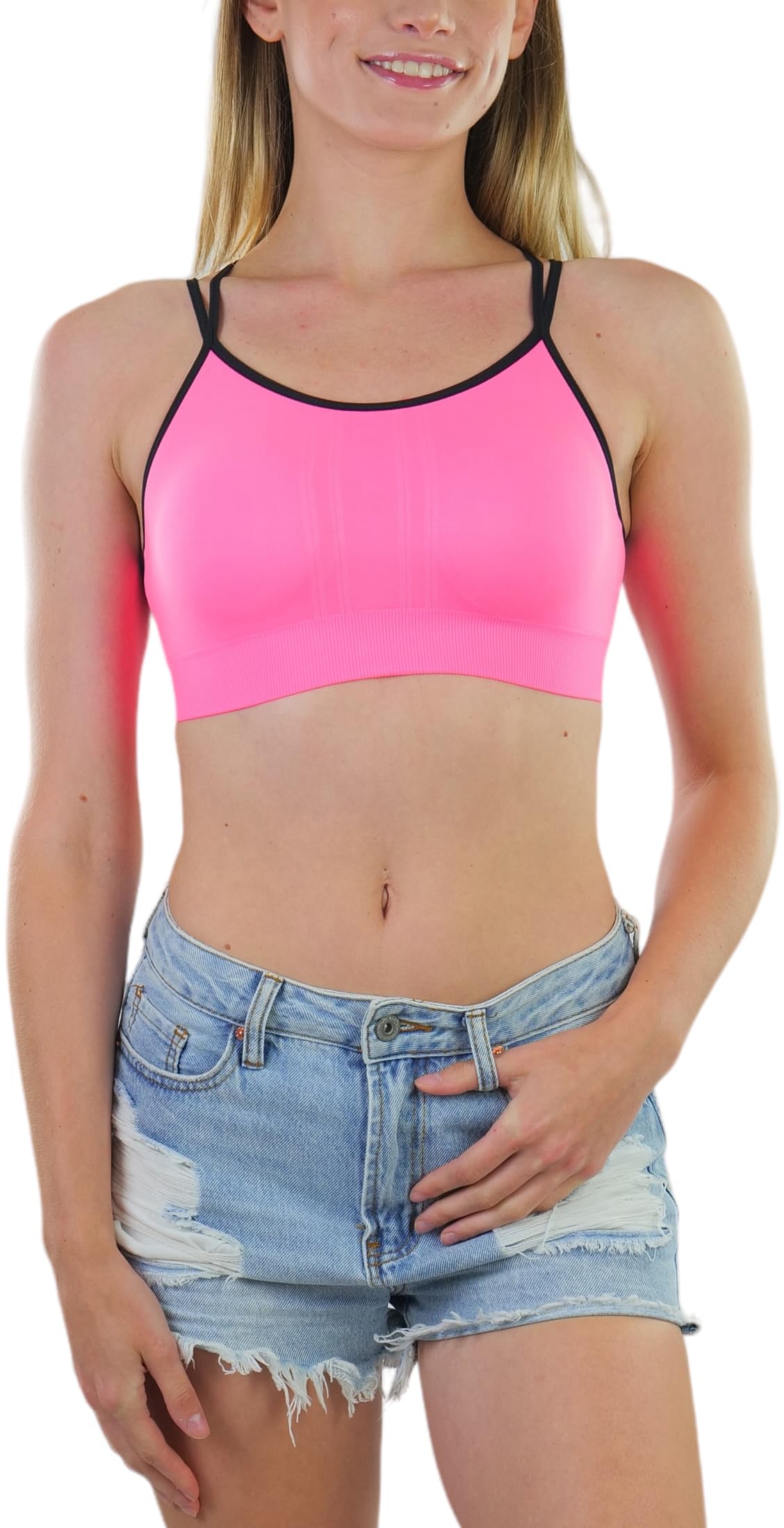 ToBeInStyle Women's Seamless Wire-Free Sports Bra & Bralette Set - Comfortable Support for Yoga, Gym & Everyday Wear