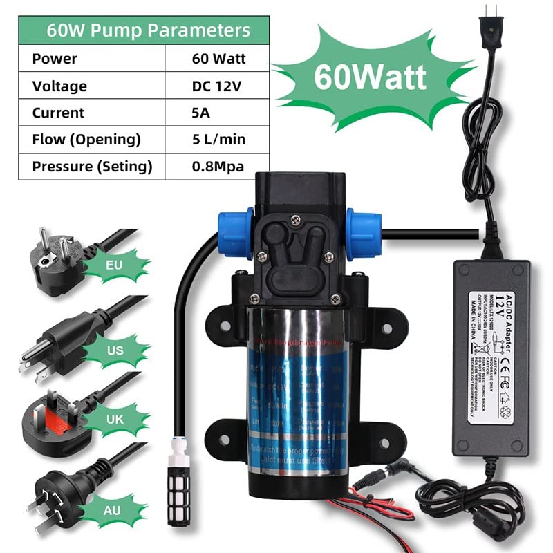 12V DC Submersible Sump 60W Automatic Diaphragm Water Pump for Sump, Spray, Transfer (5-30M Range) - Ideal for Aquariums, Fountains, and Irrigation Systems (Color: E)