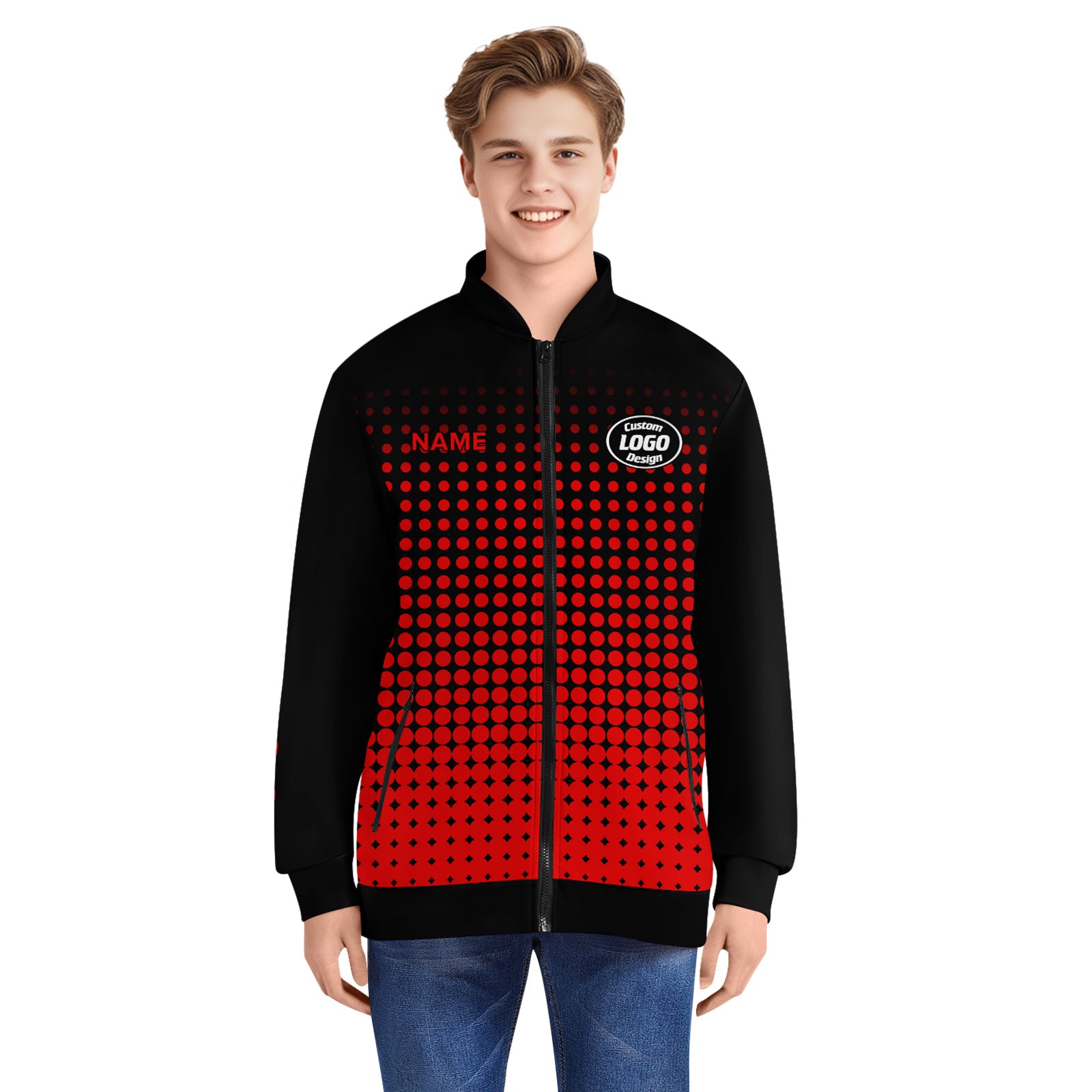 Custom Personalized Varsity Letterman Bomber Jacket with Full Snap Closure - PR092 D020346 - Perfect for High School, College, and Sports Team Apparel