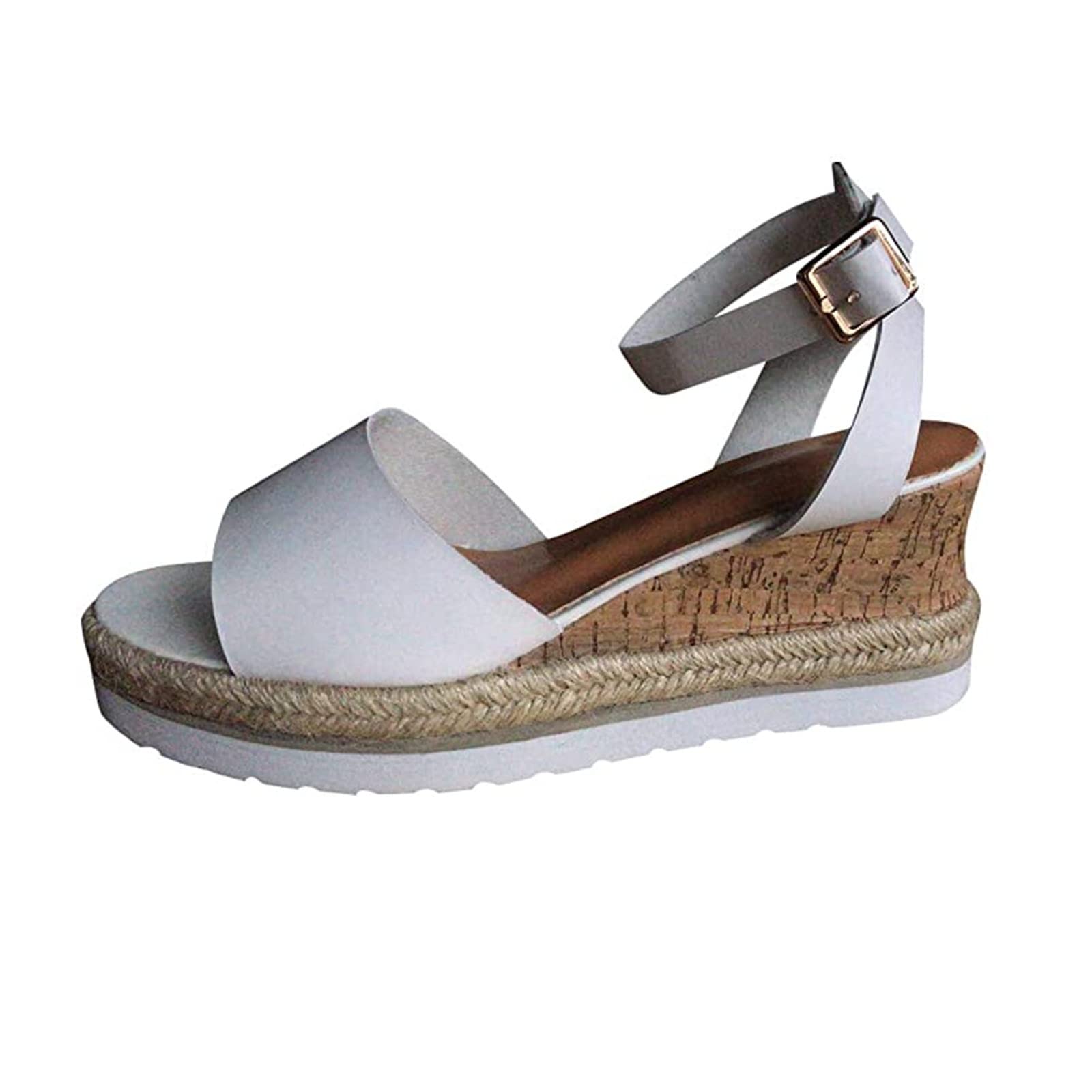 Women's Wedge Sandals with Ankle Strap & Buckle - Open Toe Platform Sandals for Casual, Dressy & Beach Wear | Summer Fashion Footwear for Outdoor, Vacation & Date Night