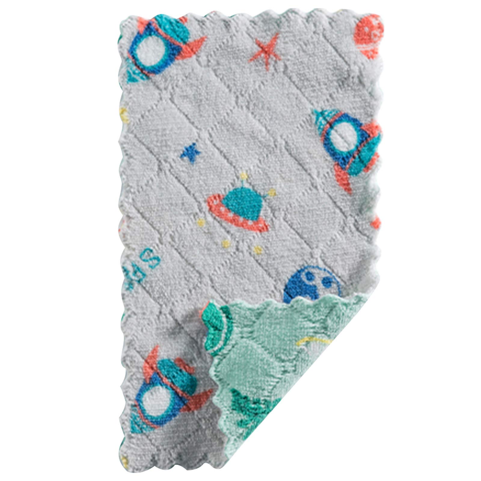 Double-Sided Printed Cartoon Dish Towel - Soft Coral Fleece Kitchen Towel for Drying Dishes, Hands & Countertops | Cute Two-Tone Design for Home, Kitchen & Gifts