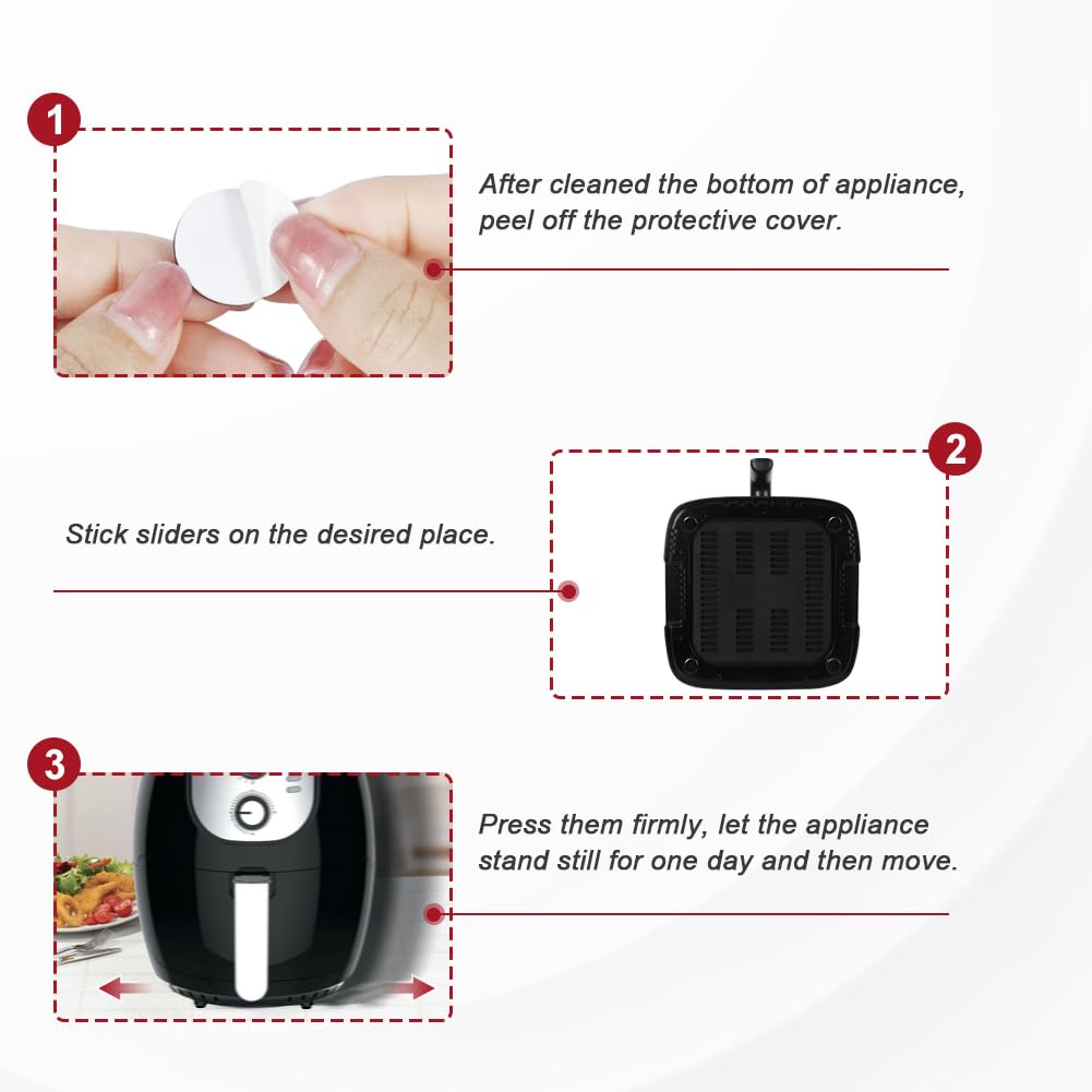 16pcs Non-Slip Appliance Sliders for Air Fryer, Coffee Maker & Kitchen Appliances - Heavy Duty Adhesive Furniture Movers for Easy Gliding & Space Saving (Black) - Perfect for Kitchen, Office & Home Organization