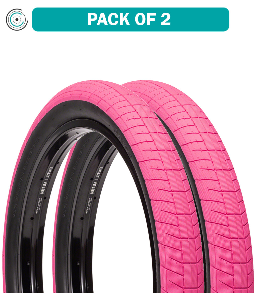2 Pack Salt Plus Sting BMX Tires 20 x 2.4 Inch - Hot Pink Street Tread, 65 PSI for High Performance (Model 29095052216) - Perfect for BMX Racing, Street Riding & Bike Stunts