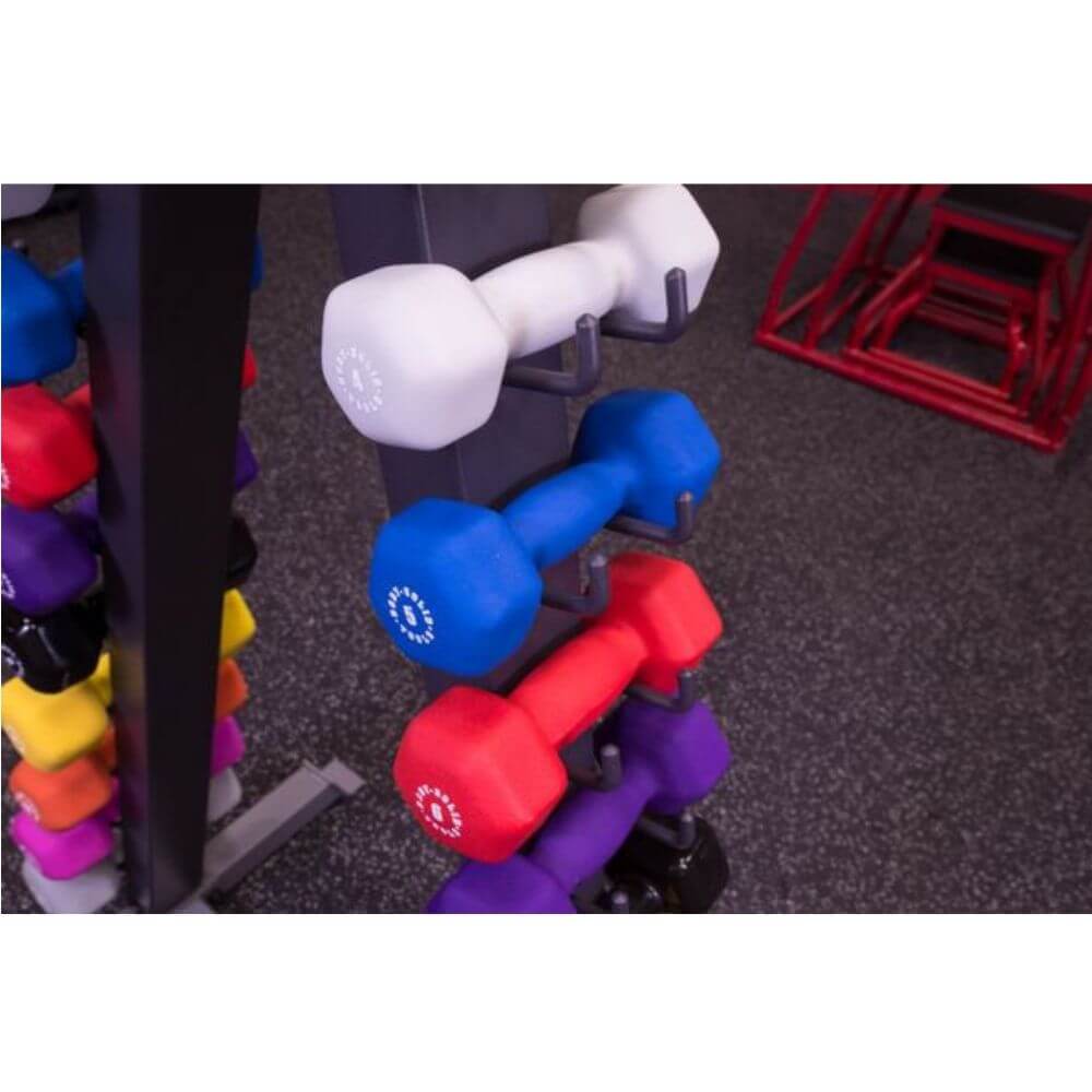 Body Solid 12 Pair Vinyl Dumbbells with Rack GDR24 VPACK - Home Gym Equipment for Strength Training, Weight Lifting & Fitness Workouts