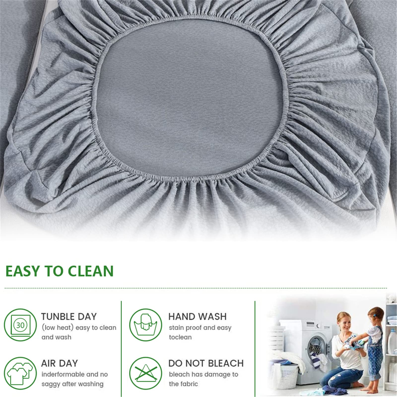 Stretch Waterproof Sofa Cushion Cover - High Elastic Fabric Slipcover for 1-Seater Couches, Water-Resistant & Durable (Light Grey) - Perfect for Living Room, Office, or Dorm Furniture Protection