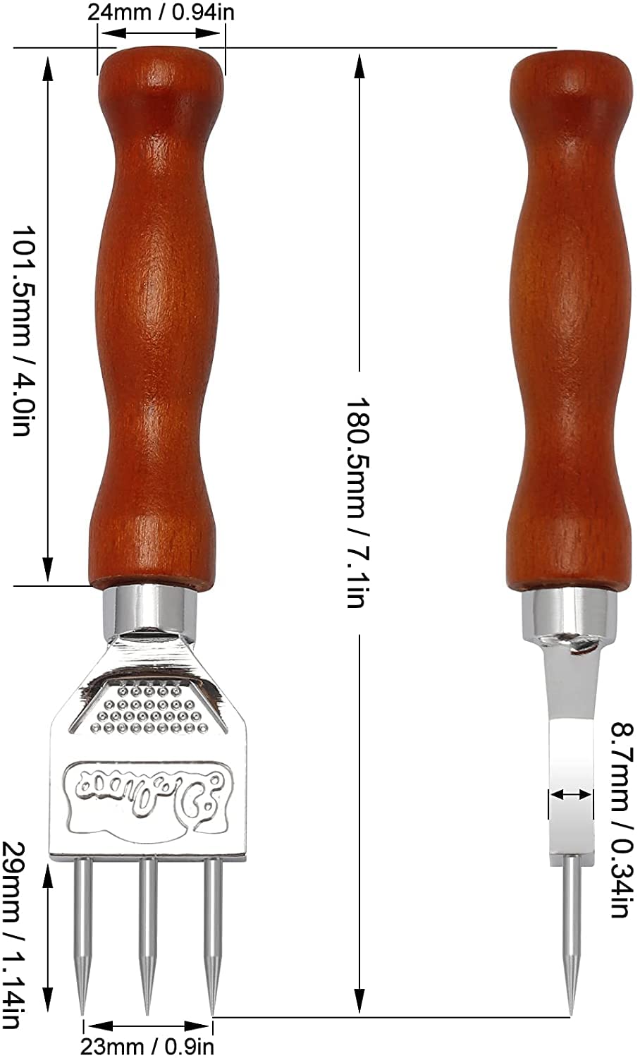 Premium Stainless Steel Ice Pick with Ergonomic Wooden Handle - Durable Kitchen Tool for Breaking Ice, Carving Fruits & Crafting Cocktails - Perfect for Bartenders, Home Chefs & DIY Enthusiasts