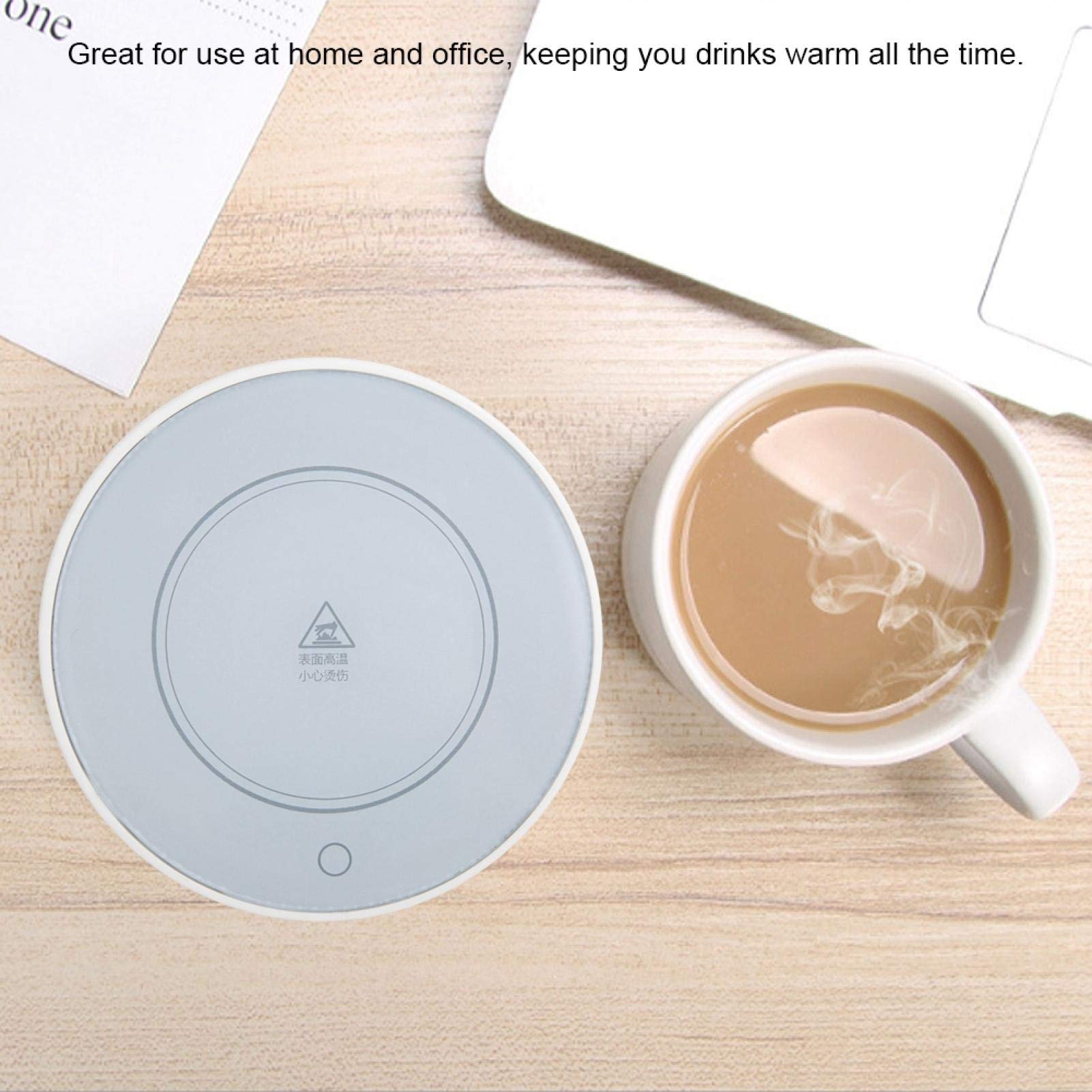 Electric Coffee Warmer Plate for Desk - Auto Shutoff for Tea, Milk, Cocoa - Perfect for Office & Home Use