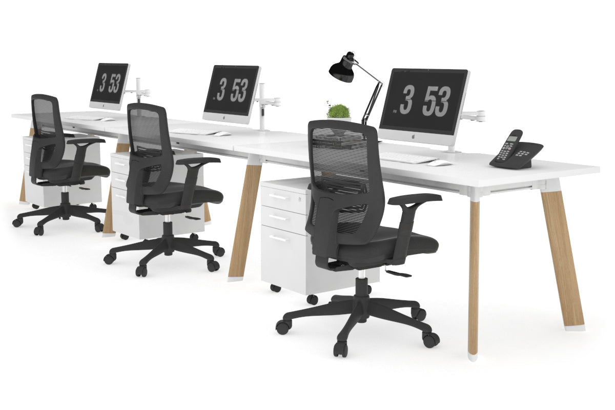 Switch 3-Person Office Workstation Desk - 1200L x 800W with Cable Management Scallop | Modern Collaborative Workspace Solution for Team Projects & Open Office Layouts