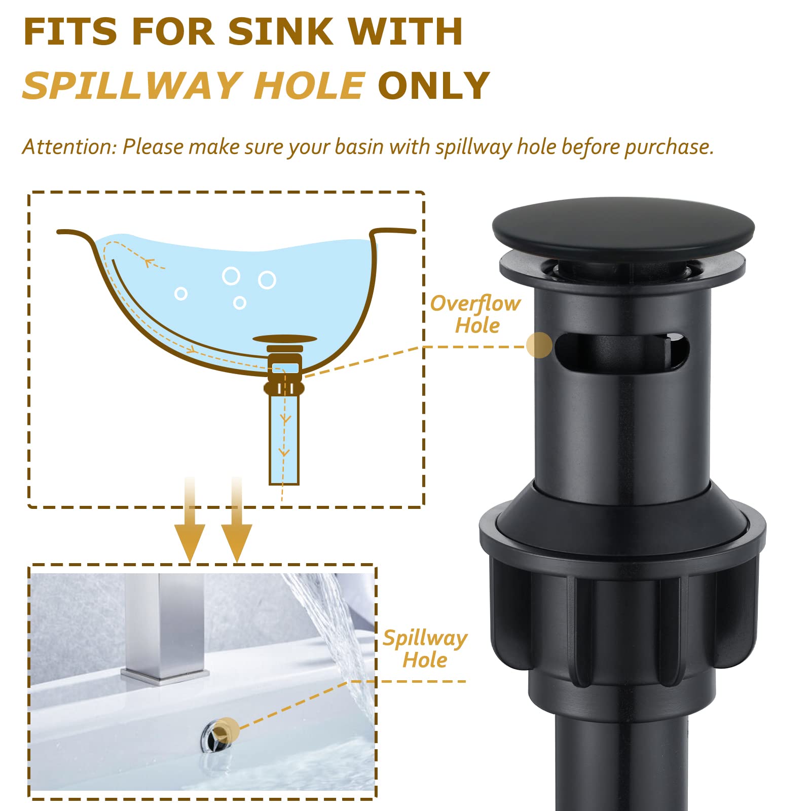 Antique Brass Single Handle Bathroom Faucet - Matte Black for Vanity Sink & RV
