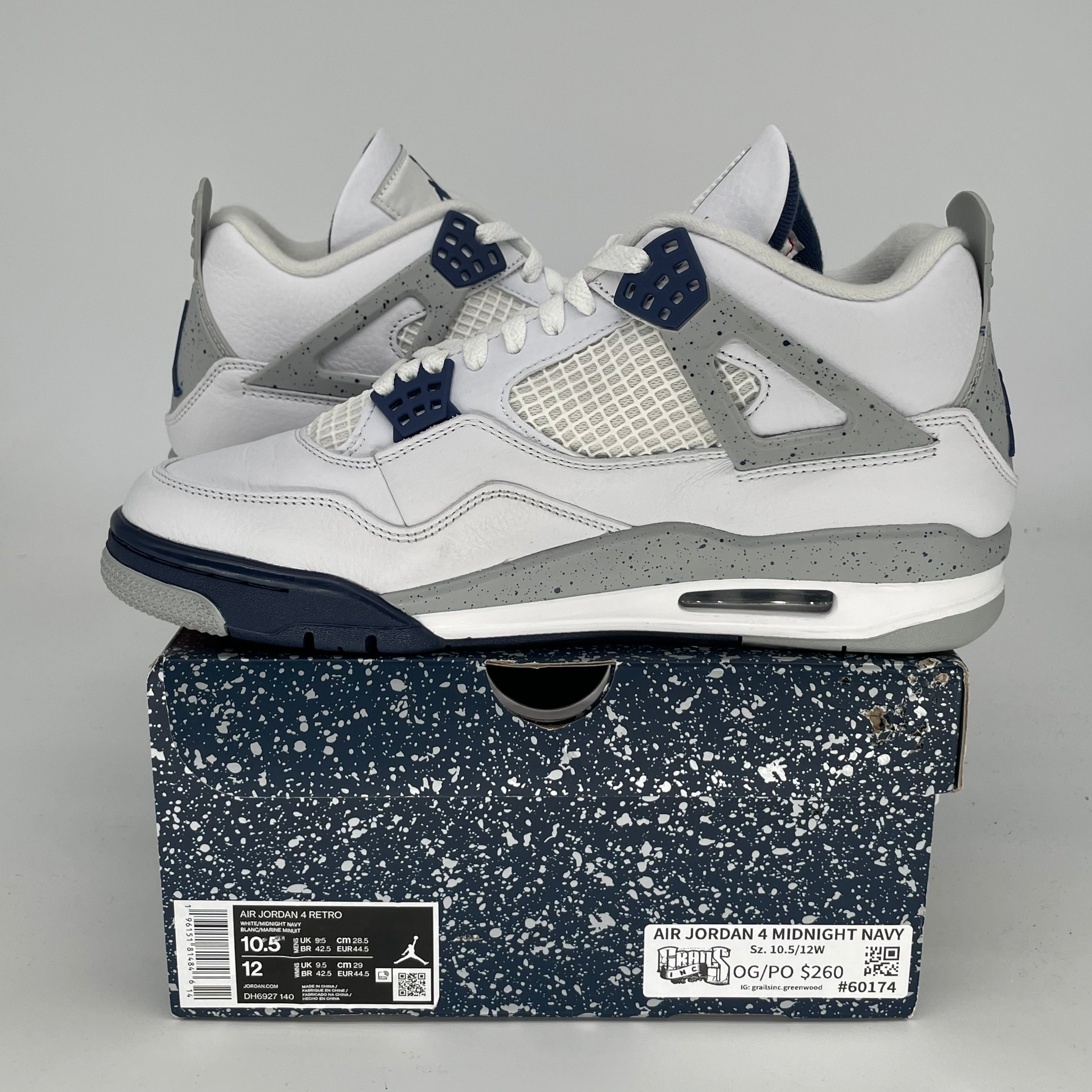 AIR JORDAN 4 Retro Midnight Navy Men's Basketball Shoes Size 10.5/12W (DH6927-140) - Perfect for Streetwear & Court Performance