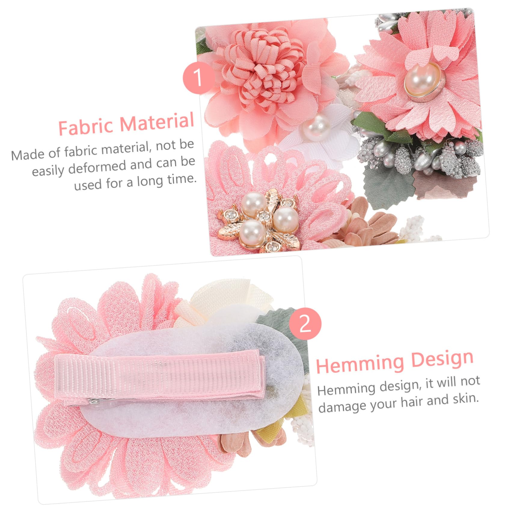15 Pcs Floral Hair Clips for Girls - Elegant Hair Bows & Barrettes with Ribbon Flowers - Perfect for Weddings, Parties & Everyday Hair Accessories