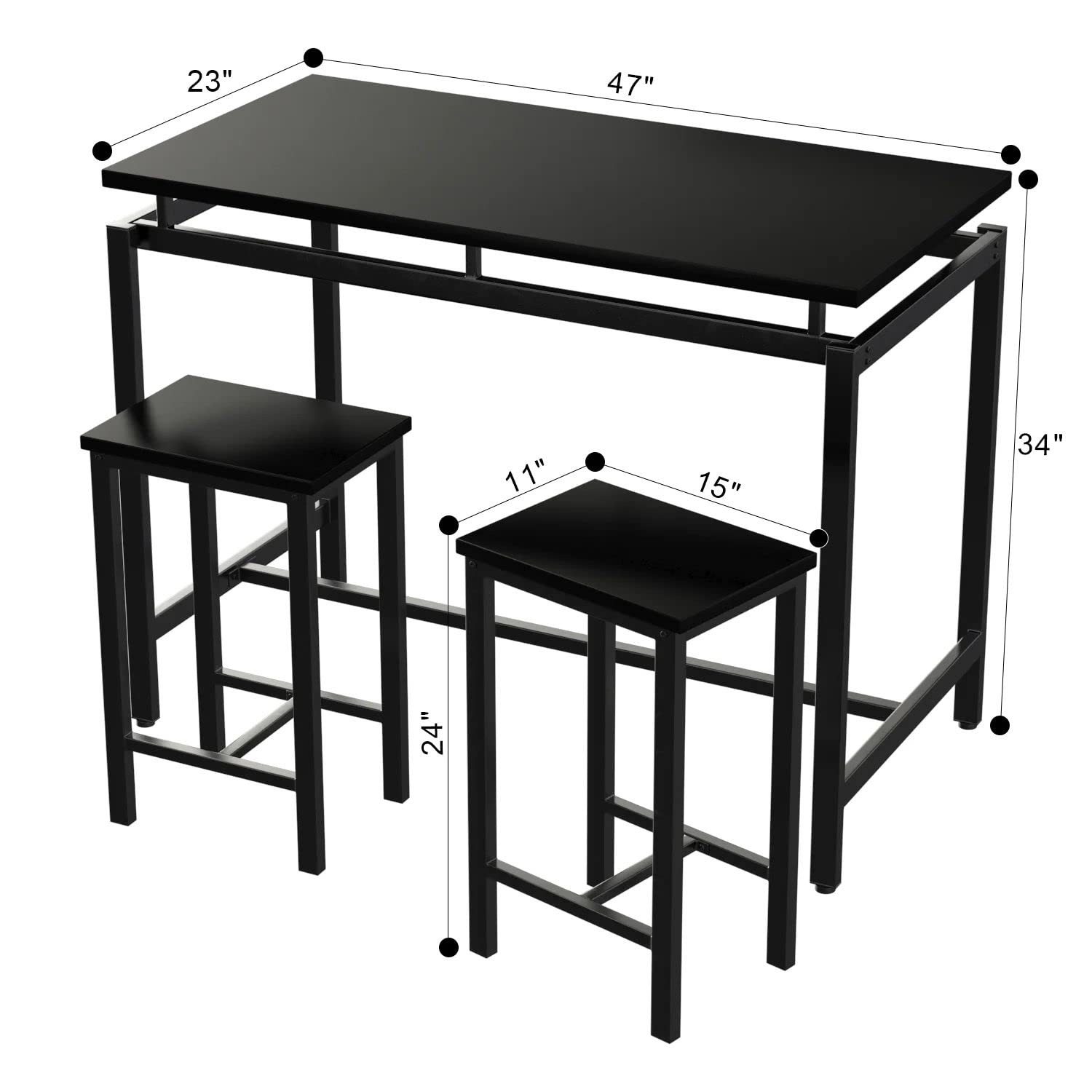 Modern 5-Piece Industrial Bar Table Set with 4 Chairs - Kitchen Dining Table for Small Spaces, Breakfast Nook & Pub Style - Perfect for Apartments, Condos & Cozy Homes