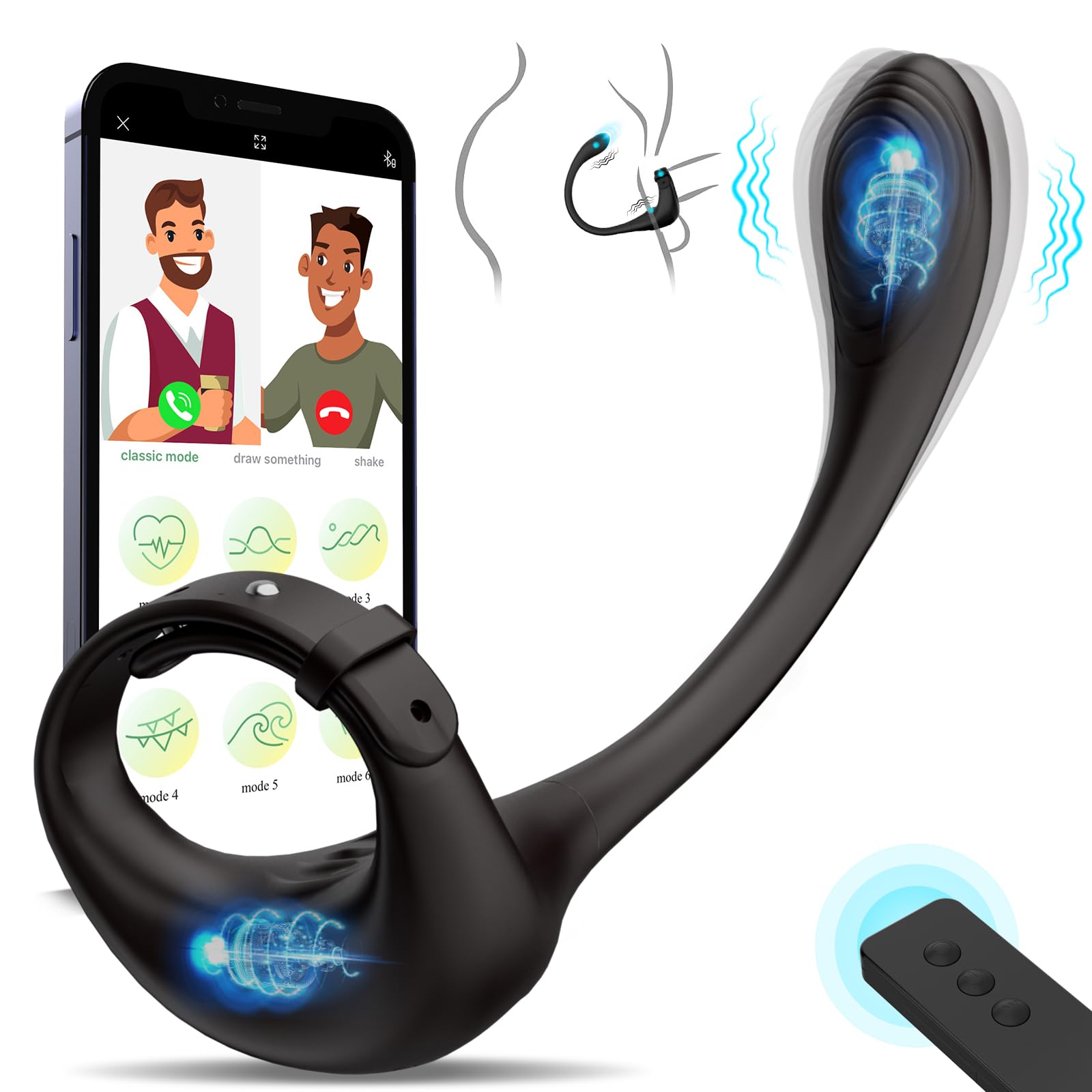 Vibrating Cock Ring for Men - Adjustable Penis Ring with Taint Stimulator & Mini Prostate Massager, Remote Control via APP, Waterproof Adult Sex Toy for Couples Play, Solo Pleasure & Enhanced Erection