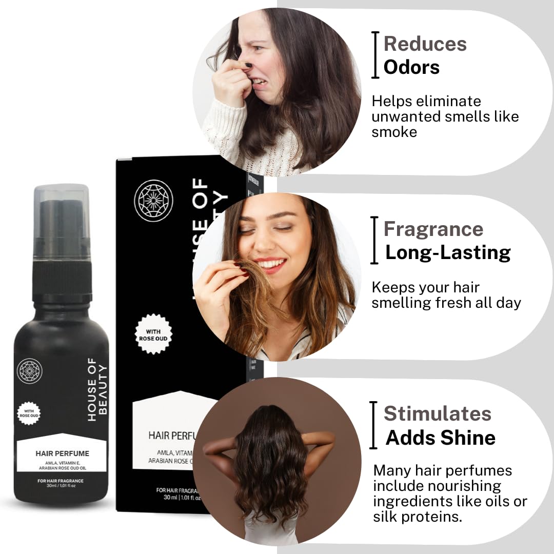 Premium Hair Perfume Spray with Arabian Oud - Infused with Amla, Bhringraj Extract & Vitamin E for All Hair Types | Unisex Fragrance (30ml) | Long-Lasting Scent for Daily Use, Special Occasions & Travel