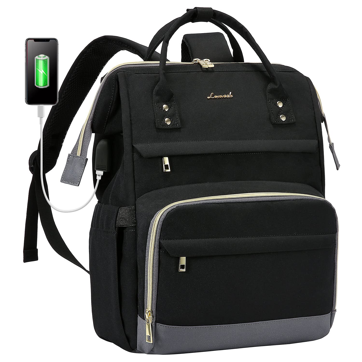 LOVEVOOK Women's Laptop Backpack - 14 Inch Large Capacity Travel & Work Backpack with USB Charging Port - Perfect for Nurses, Teachers, Students & Commuters - Durable Computer Bag for Office, School & Business Trips