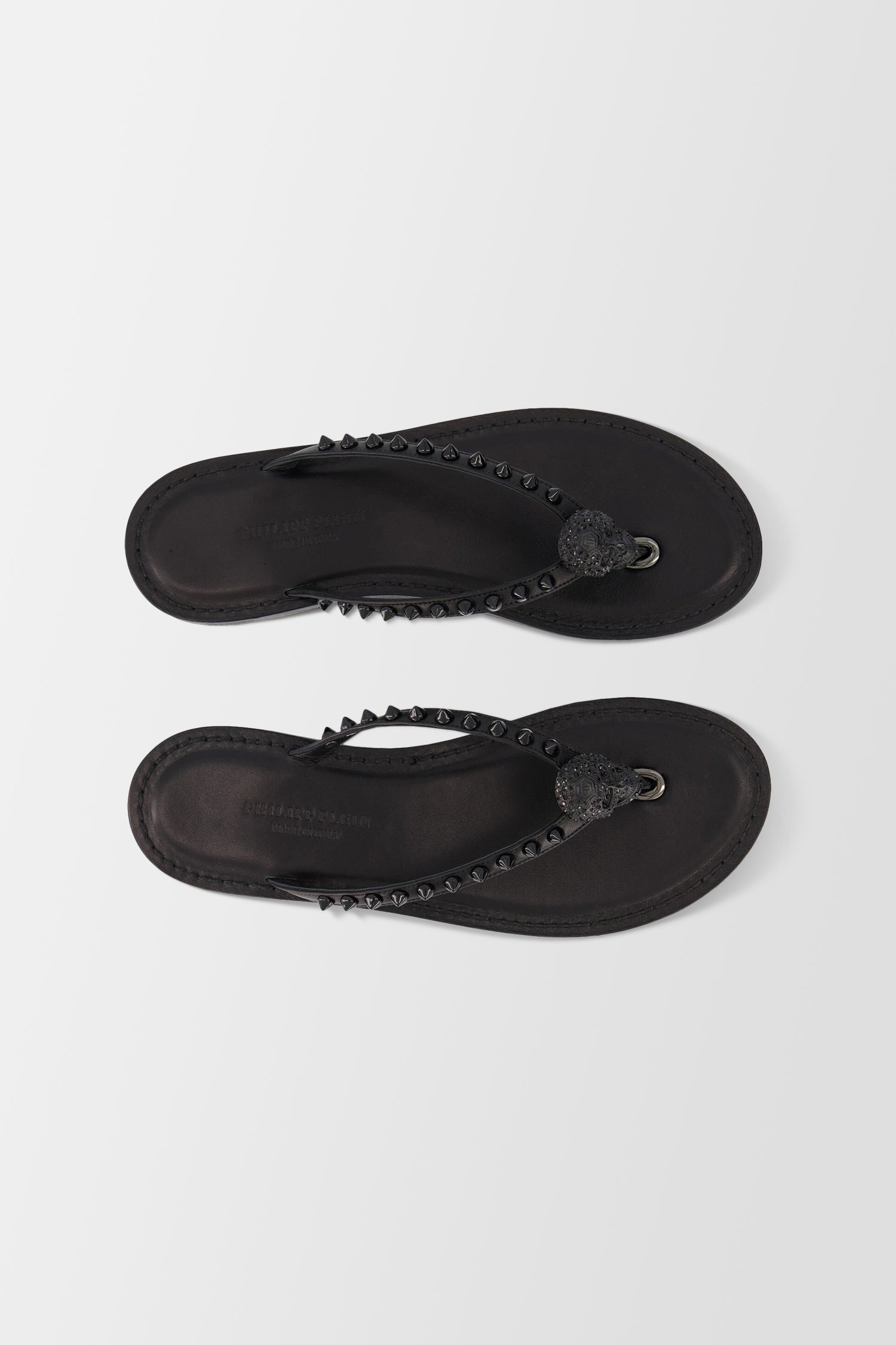 Philipp Plein Black Leather Flip Flops for Men - Premium Comfort Sandals for Beach, Pool & Summer Vacations