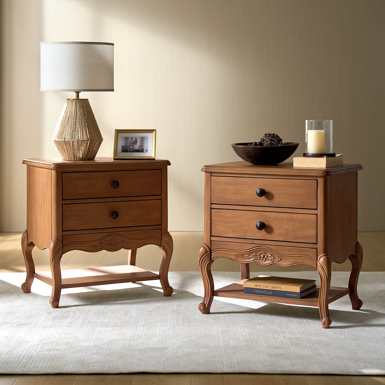 Nina Modern Nightstand with Hidden Drawer - Fully Assembled Bedside Table for Bedroom, Living Room & Office - Traditional Exquisite Design (Optional Types Available)
