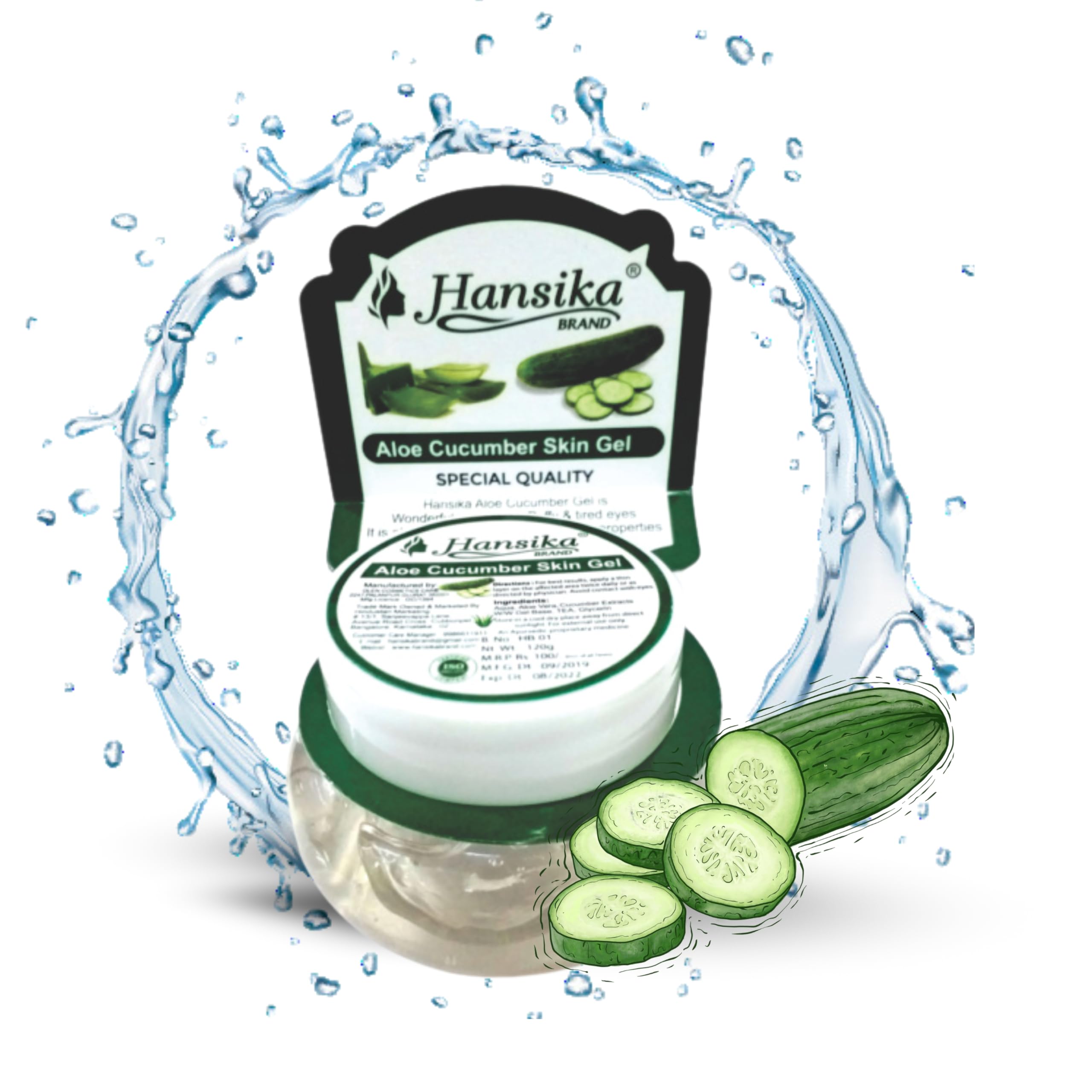 HANSKA Cucumber Gel 120g - Soothing & Hydrating Face Moisturizer for Dry Skin, Dark Circles & Puffiness | Perfect for Daily Skincare Routine & Post-Sun Care