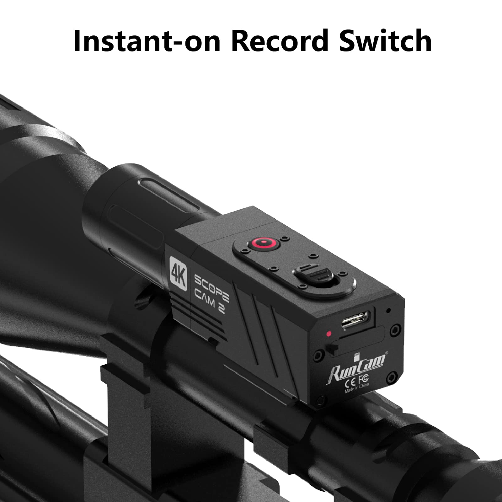 RunCam 4K Hunting Action Camera - Waterproof Shockproof ScopeCam2 with Pica-Tiny Rail Mount | Zoom Lens for Hunting, Airsoft, Paintball & Tactical Training | Perfect for Outdoor Adventures, Wildlife Observation & Shooting Sports