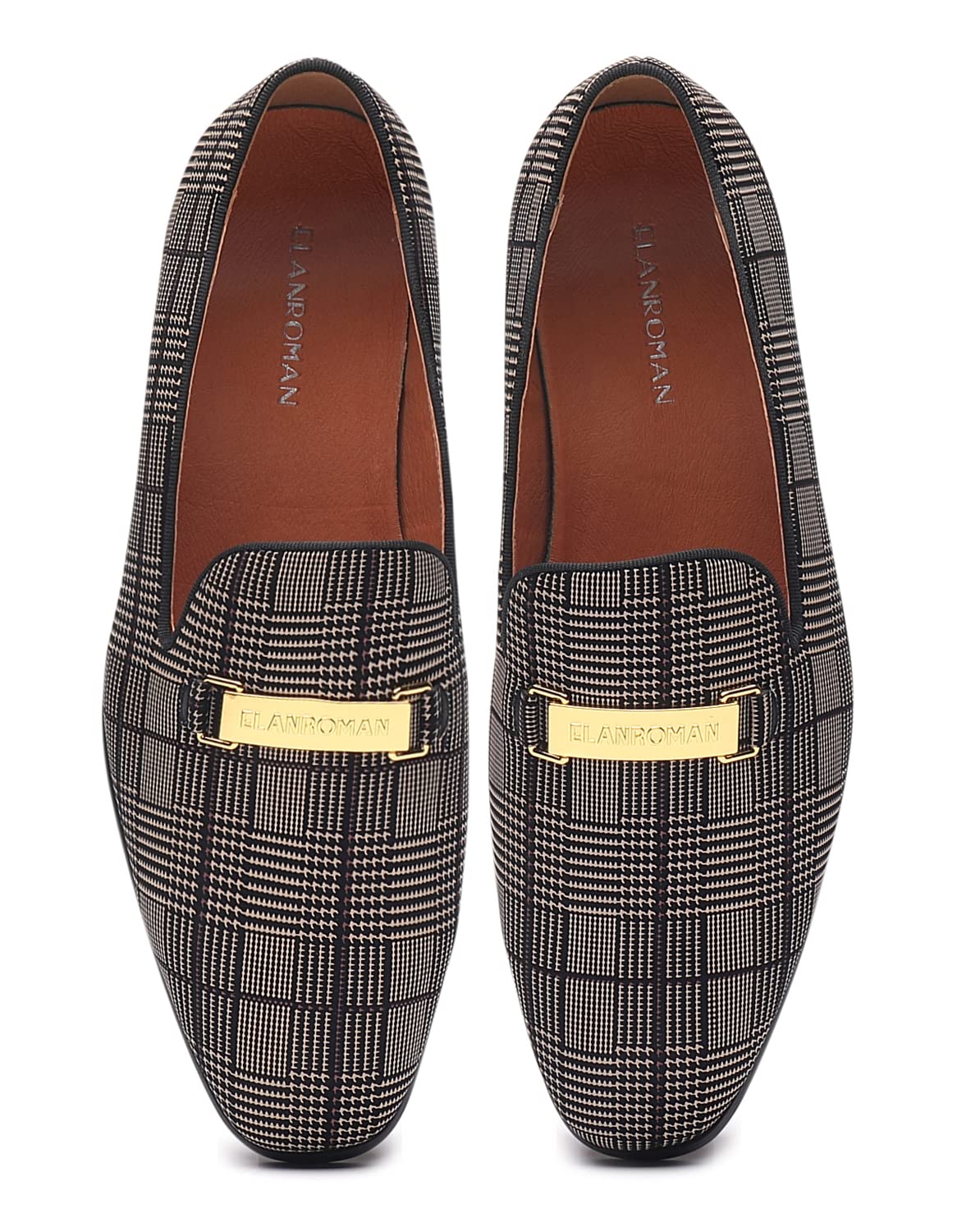 ELANROMAN Men's Gold Buckle Loafers - Stylish Slip-On Penny Loafers for Wedding, Party & Formal Events | Comfortable Dress Shoes for Business, Office & Special Occasions