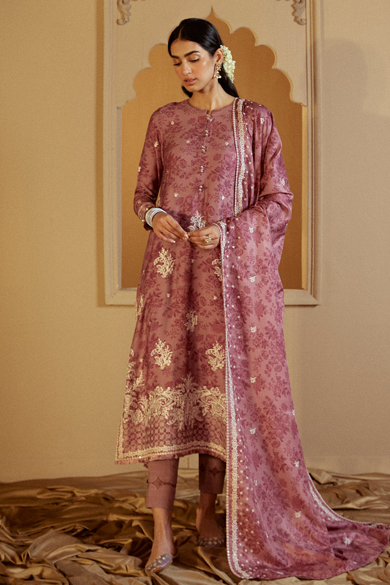 MAUVE DREAM 3-Piece Embroidered Marina Suit Set - Elegant Floral Embroidery Women's Outfit for Summer Beach Vacations & Resort Wear