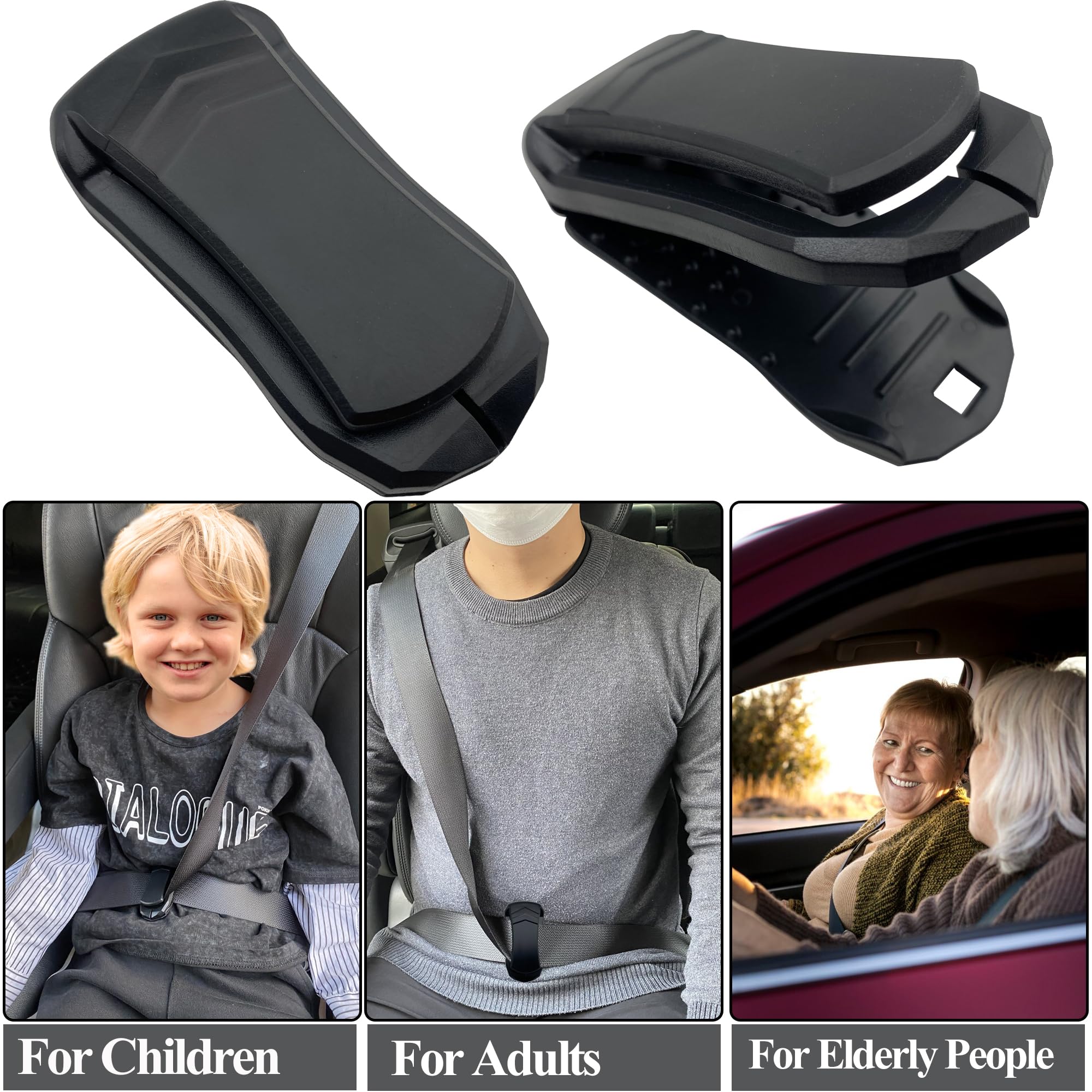 Car Seat Belt Adjusters for Adults - 3 Pack Comfortable Shoulder Protector Clips & Tensioners for Safe Driving | Perfect for Long Road Trips, Commuting & Travel