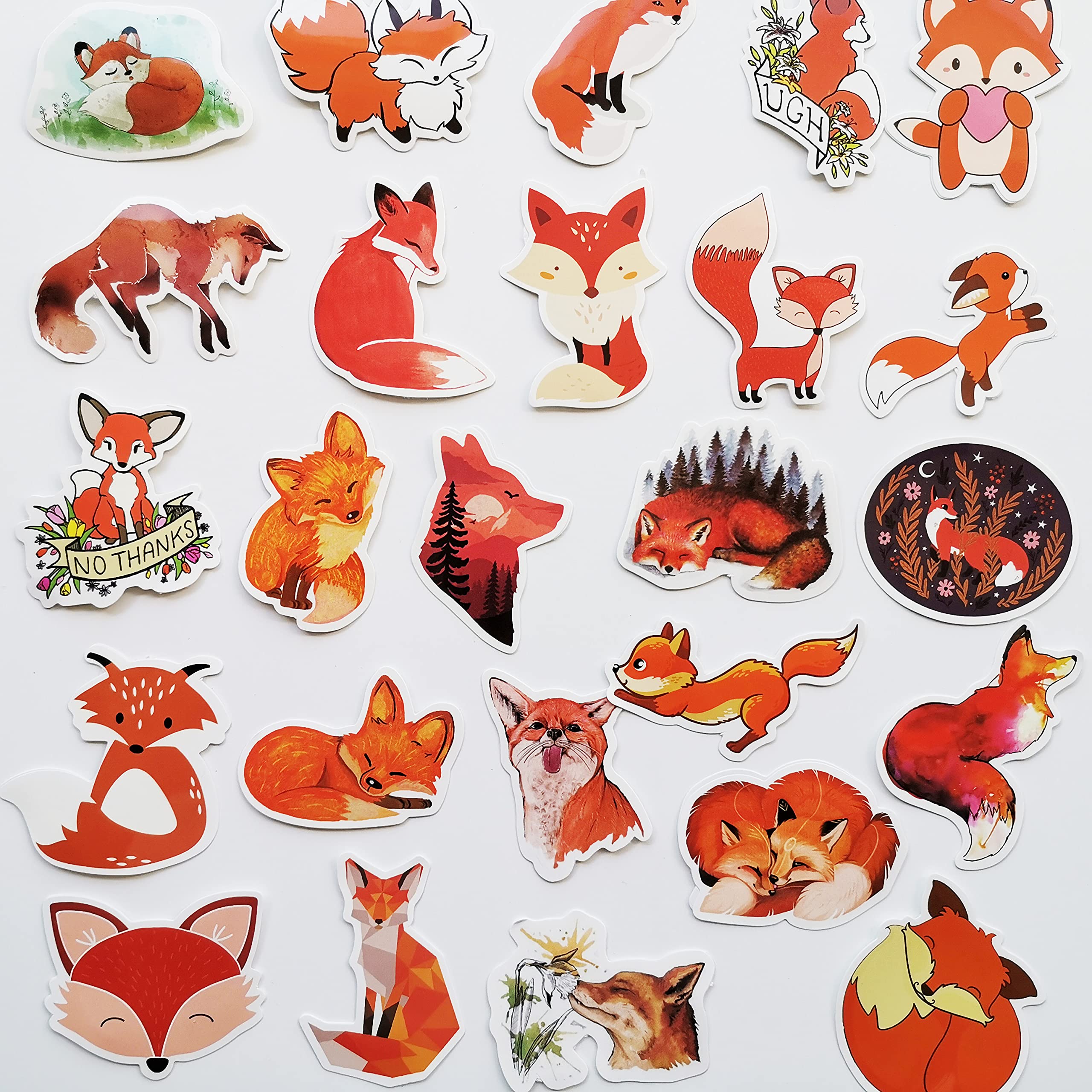 Adorable Kawaii Fox Stickers - Waterproof Vinyl Decals for Bicycle Helmets, School Lockers, Windows, Laptops & DIY Crafts - Cute Animal Decor for Kids Rooms, Scrapbooking & Gift Wrapping