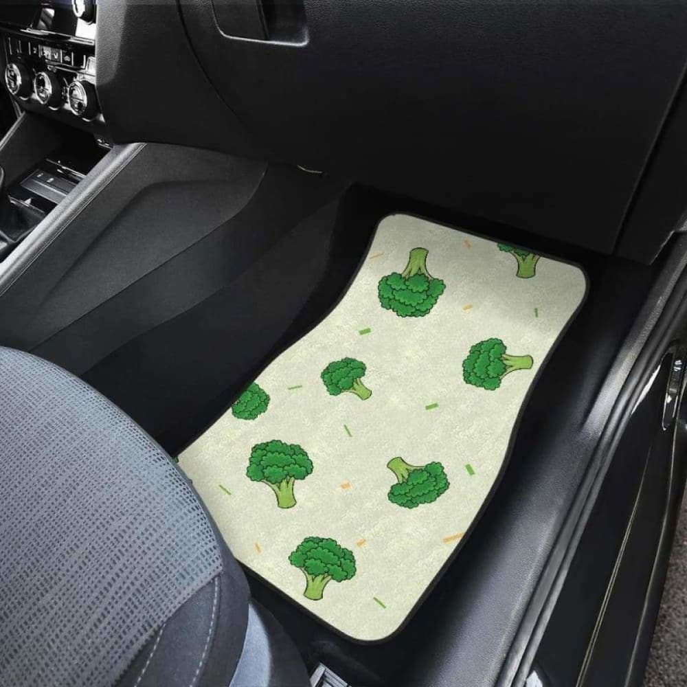 Broccoli Pattern Front and Back Car Mats - Non-Slip Custom Fit Floor Liners for Cars, SUVs, Trucks - Perfect for Road Trips, Daily Commute & Family Travel