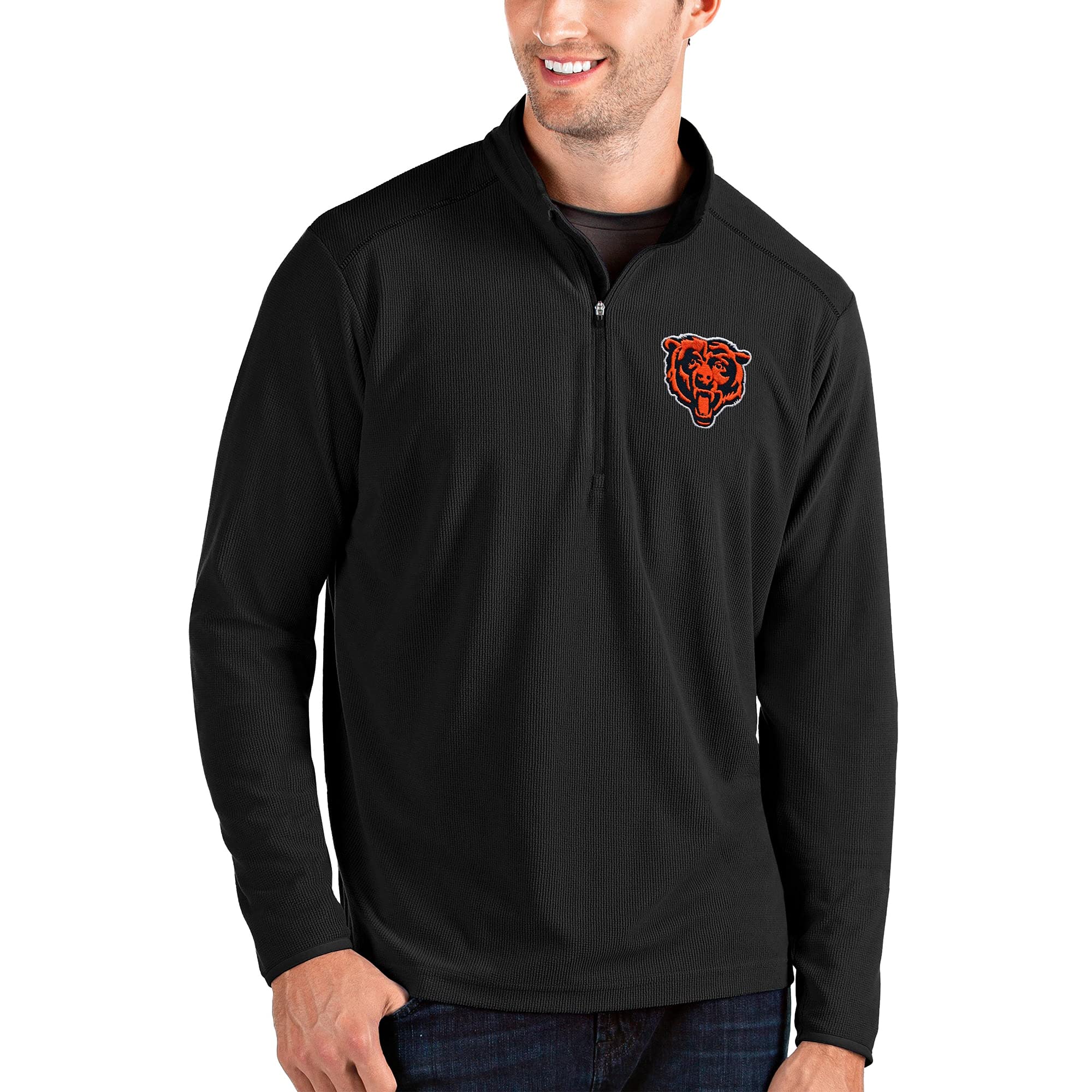 Antigua Men's Red and Charcoal Atlanta Falcons Glacier Quarter-Zip Pullover Jacket - Lightweight Fleece Jacket for Football Games, Tailgating & Outdoor Activities