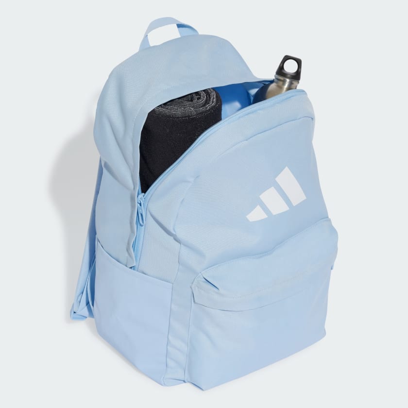 Adidas Bars Glow Blue & White Backpack - Lightweight School & Travel Backpack for Men & Women - Perfect for Gym, Hiking & Daily Commute