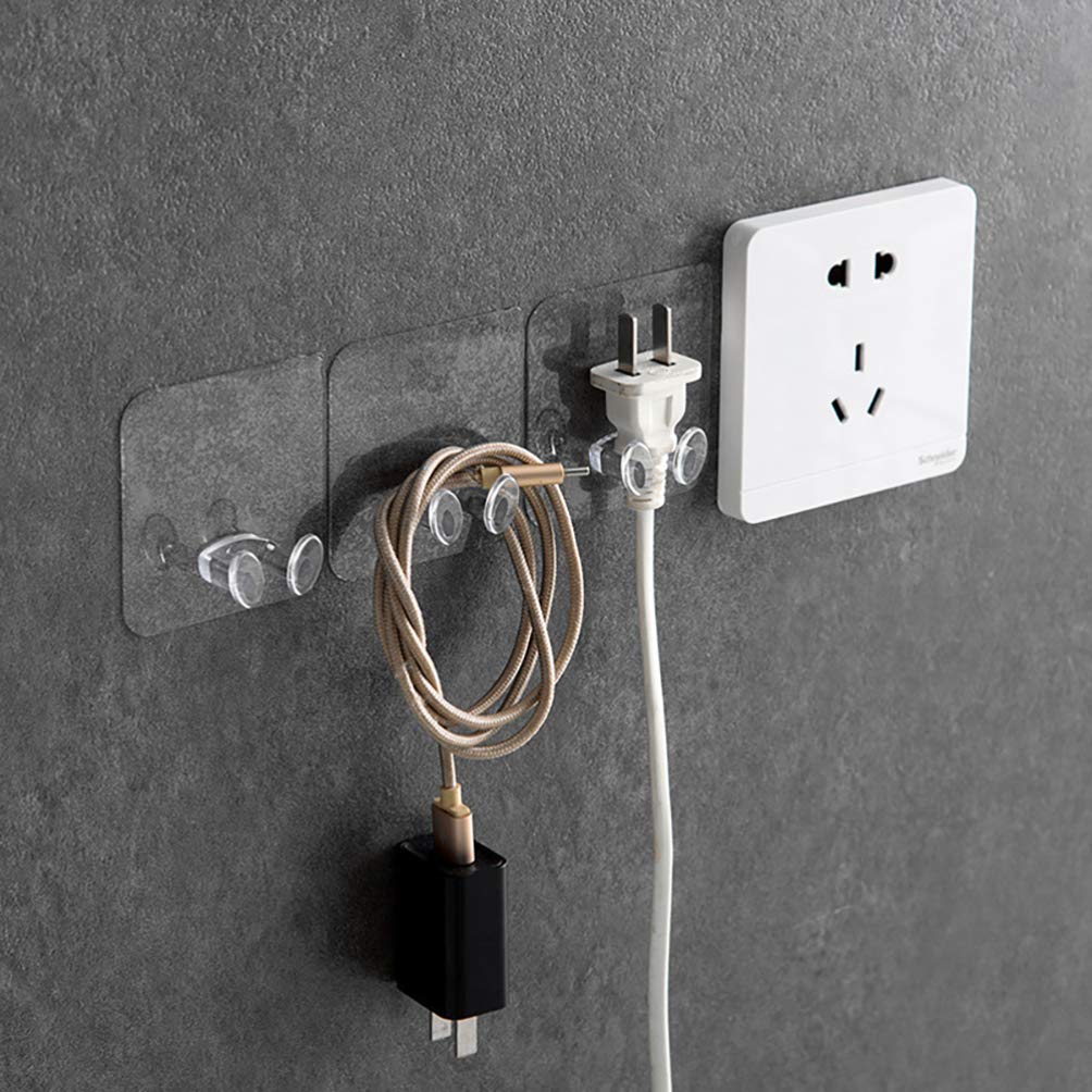 30pcs Adhesive Wall Hooks for Power Cords - Strong Plug Hangers, Cable Organizers - Perfect for Home, Office, Kitchen & Bathroom Organization