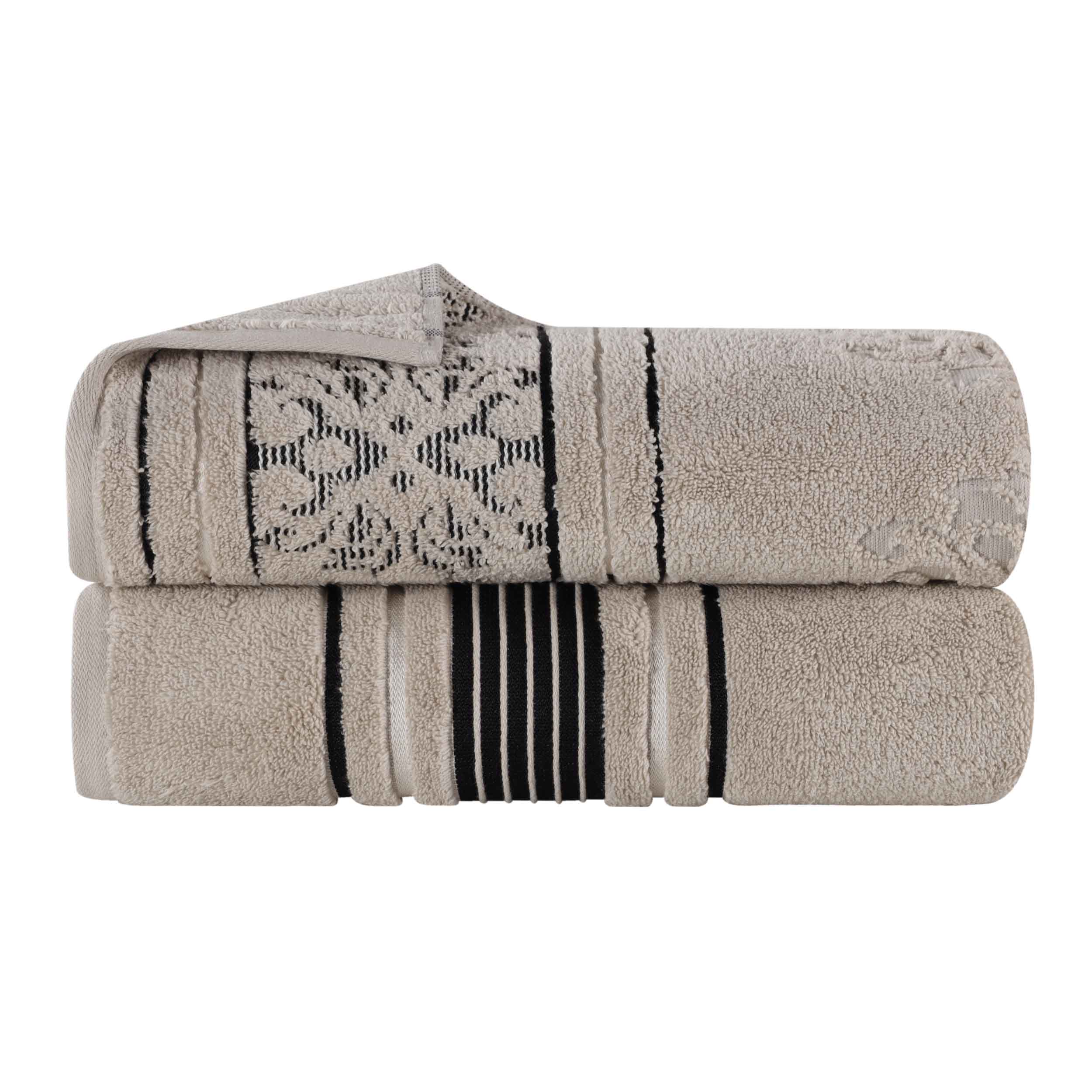 Premium 100% Zero Twist Cotton Bath Sheet Set of 2 - Ultra Soft & Absorbent Solid & Jacquard Floral Towels for Spa, Luxury Bathroom & Guest Use