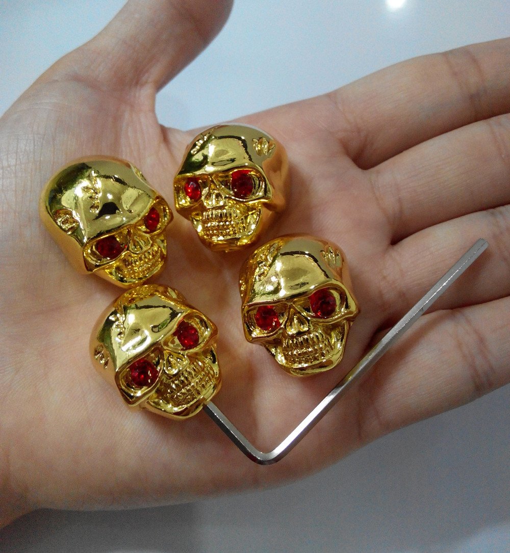 4pcs Gold Electric Guitar Volume & Tone Control Knobs with Skull Head Design - Includes Wrench for Easy Installation - Perfect for Rock, Metal & Custom Guitar Upgrades