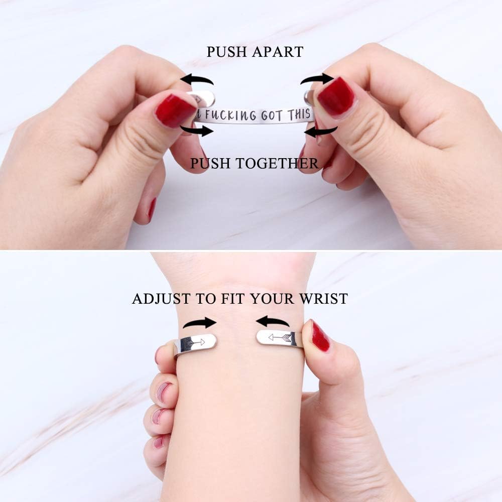 Inspirational Bracelets for Women - Best Friend Encouragement Gifts, Mantra Cuff Bangle for Daily Motivation, Yoga, and Meditation