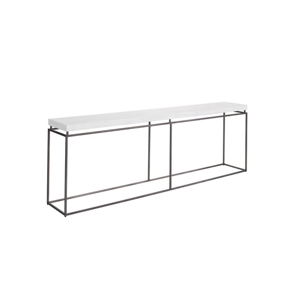 Modern Farmhouse Wood Watts Console Table in Weathered White - Universal Furniture for Entryway, Living Room & Hallway Decor
