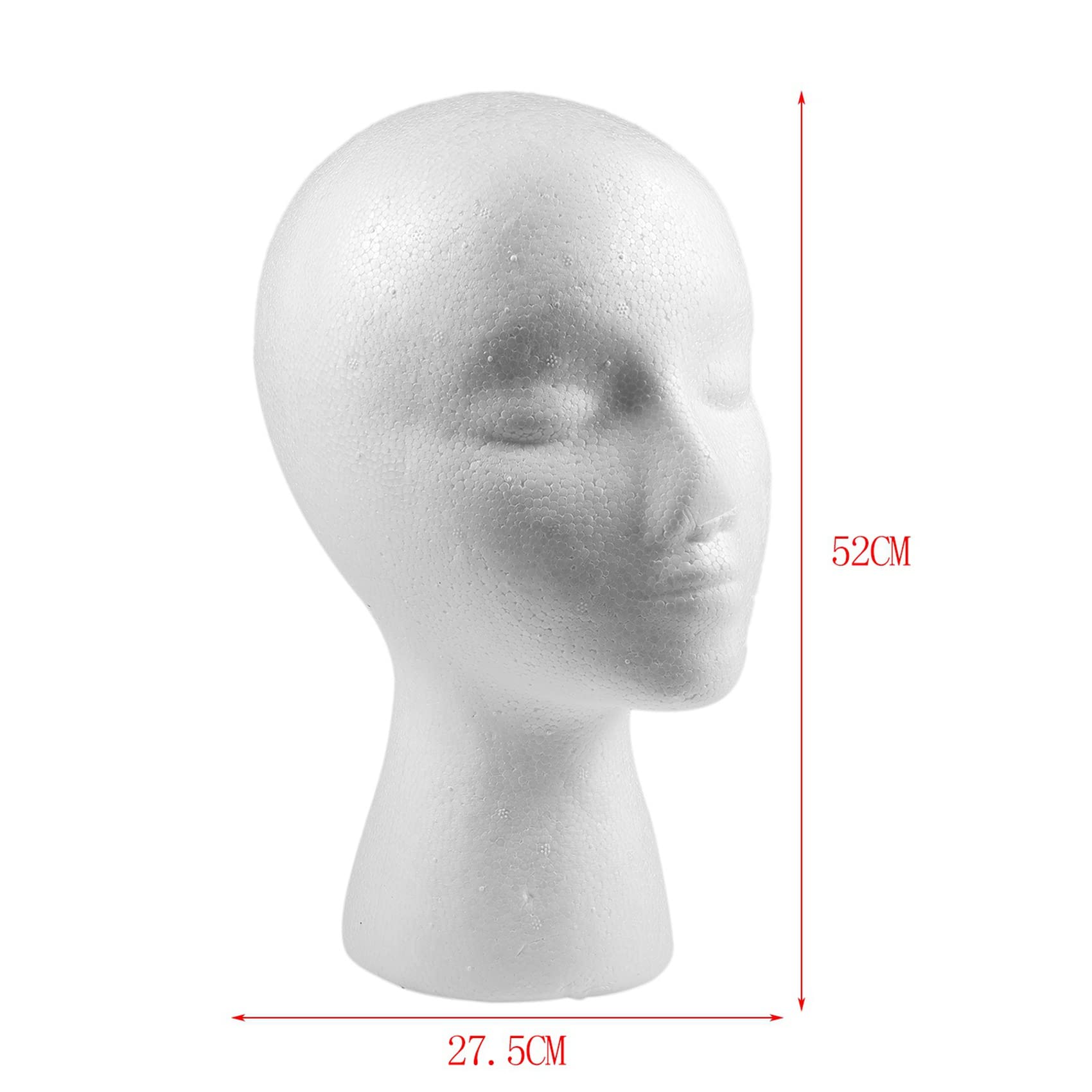 Pavewood 3X 27.5 x 52cm Female Foam Mannequin Head for Display - Perfect for Caps, Headphones, Wigs & Retail Store Displays