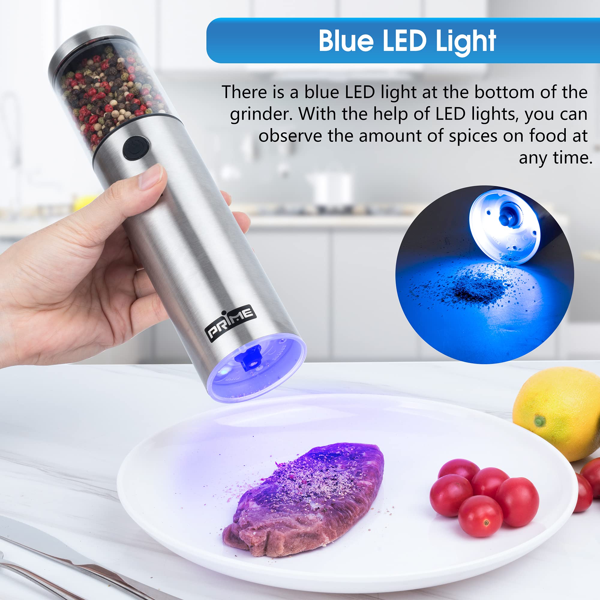 Premium Electric Salt and Pepper Grinder Set - 2 Rechargeable Mills with USB Charging Base & Adjustable Coarseness | Automatic Touch Control | Stainless Steel (Version 2.2) | Perfect for Kitchen, Dining Table & Gourmet Cooking