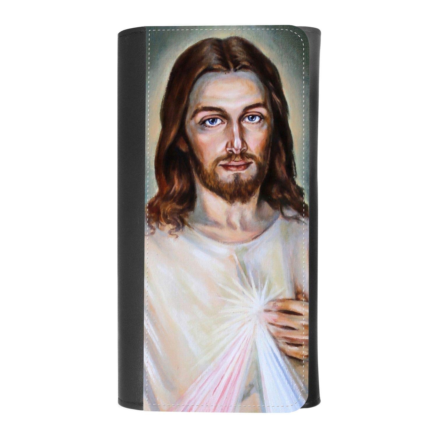 Jesus Christ Women's Patterned Leather Trifold Wallet with Buckle & Credit Card Holder - RFID Blocking Pouch for Smartphones, Perfect for Daily Use, Travel & Gift Giving