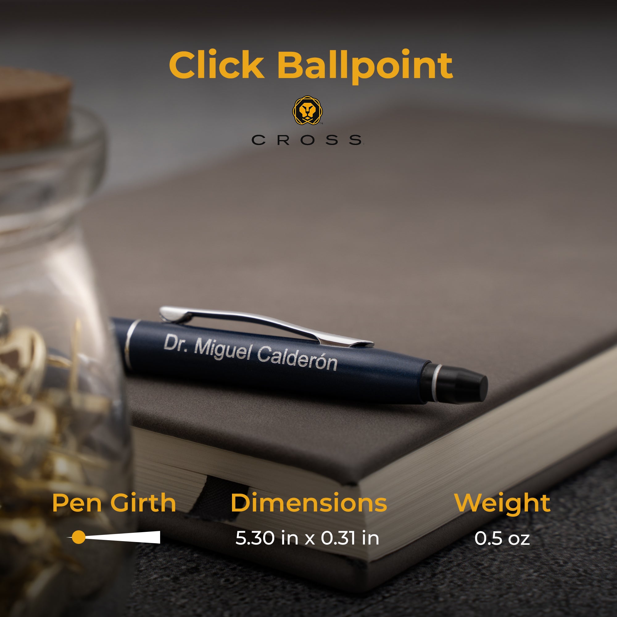 Premium Cross Click Midnight Blue Ballpoint Pen - Smooth Writing Retractable Ink Pen for Office, School & Business Gifts