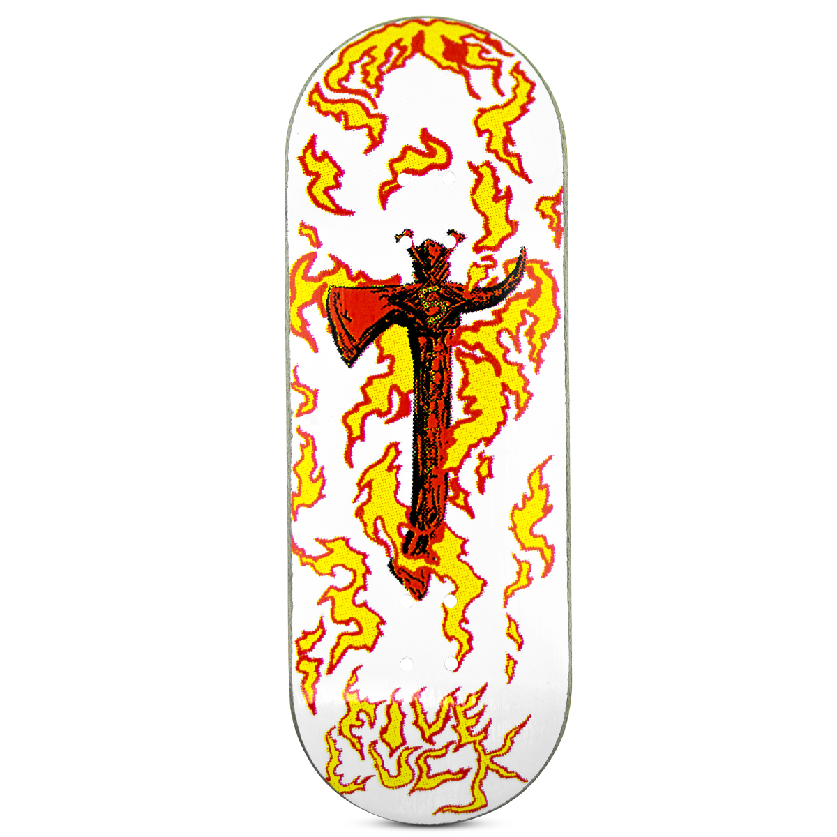 Five Luck Fingerboard Deck - Sacred Axes White | Professional Mini Skateboard for Tricks & Stunts | Perfect for Indoor Play, Office Desk Fun & Skateboard Enthusiasts