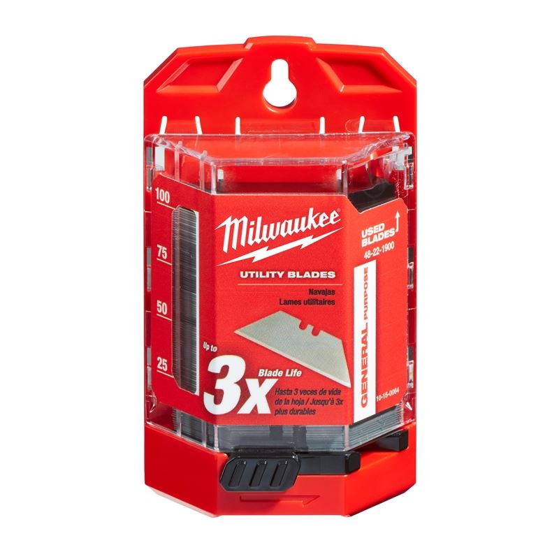 48-Pack 22mm x 1900mm Heavy Duty Utility Blades with Plastic Dispenser - Premium Stainless Steel Razor Blades for Crafting, Construction, and Home Improvement Projects