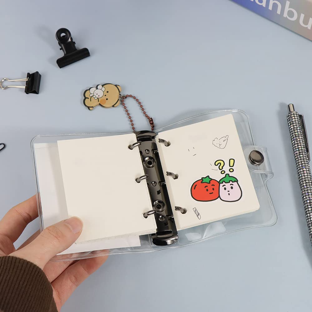 Super Mini Transparent 3-Ring Binder - Clear Soft PVC with Black Round Rings (20mm Diameter) | Snap Closure & Sealing Edge for Notebooks, File Folders & Album Covers | Perfect for School, Office & Home Organization