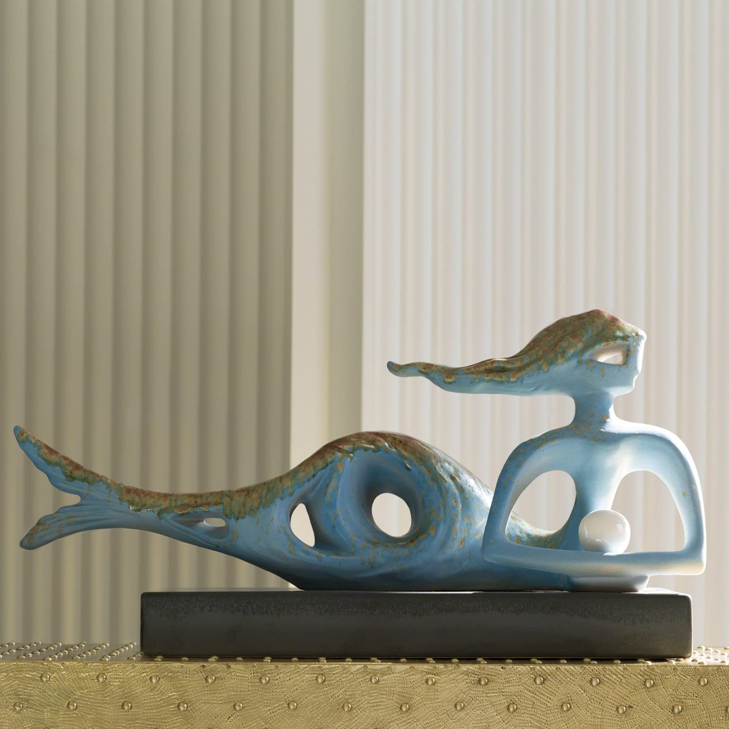 Cleodora Home Décor - Blue Ceramic Vase for Living Room, Bedroom & Office Decor | Handmade Studio Pottery, Modern Centerpiece Gift
