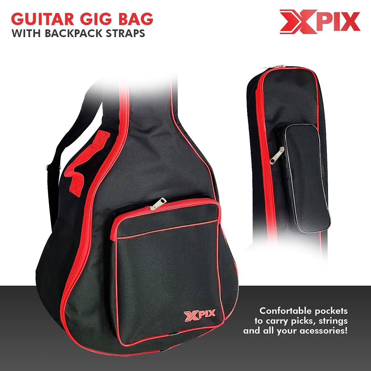 XPIX Electric Guitar Case - Universal Fit for Most Electric Guitars, Durable & Comfortable - Perfect for Gig, Travel & Home Storage