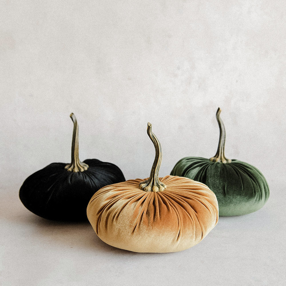 Luxury Velvet Pumpkin Decor for Fall - Elegant Autumn Home Decor, Thanksgiving & Halloween Table Centerpiece, Seasonal Mantel Display
