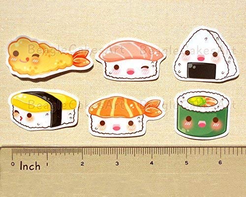Japanese Food Stickers - Kawaii Ramen, Sushi & Mochi Vinyl Decals - Waterproof Planner & Laptop Stickers for Scrapbooking, Journals & Cute Stationery Collection
