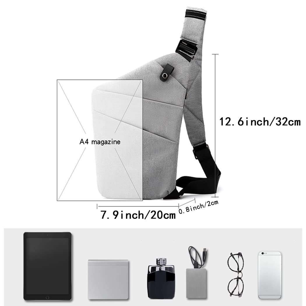 Anti-Theft Sling Crossbody Bag for Women & Men - Waterproof Slim Personal Flex Purse with RFID Protection - Perfect for Travel, Gym, Hiking & Daily Use (Navy Blue, Right Shoulder Strap)